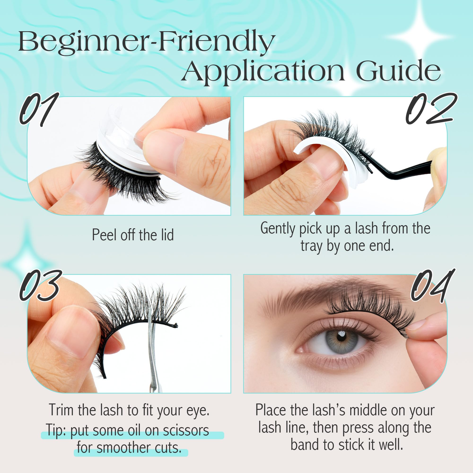 Bepholan Self Adhesive Eyelashes Natural Look,Pre Glued No Glue Needed Reusable Press On Lashes False Eyelashes Wispy with Tweezer of Replacement Adhesive Strips 8-14mm 5 Pairs(CVJ205)