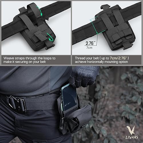 Miniatura 5 de LIVANS Mochila táctica Accesorios Bolsa, Molle Accesorios Correa de hombro Bolsas de fijación Utilidad EDC teléfono bolsa deporte