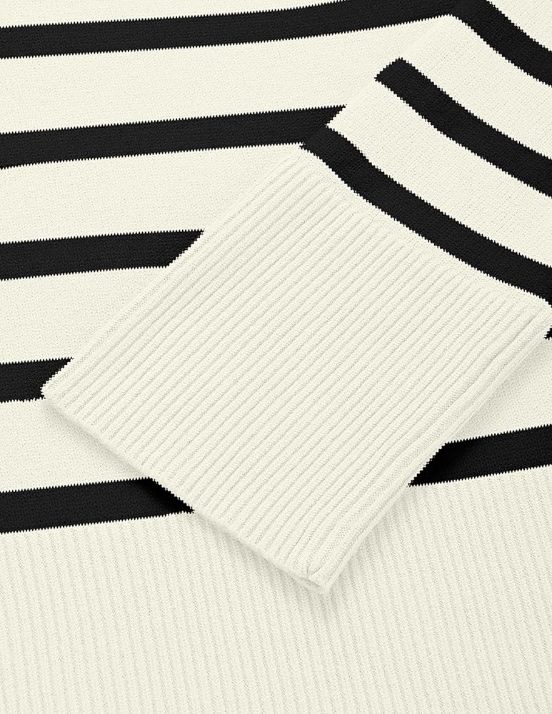 ZESICA Women's 2025 Fall Winter Striped Long Sleeve Crew Neck