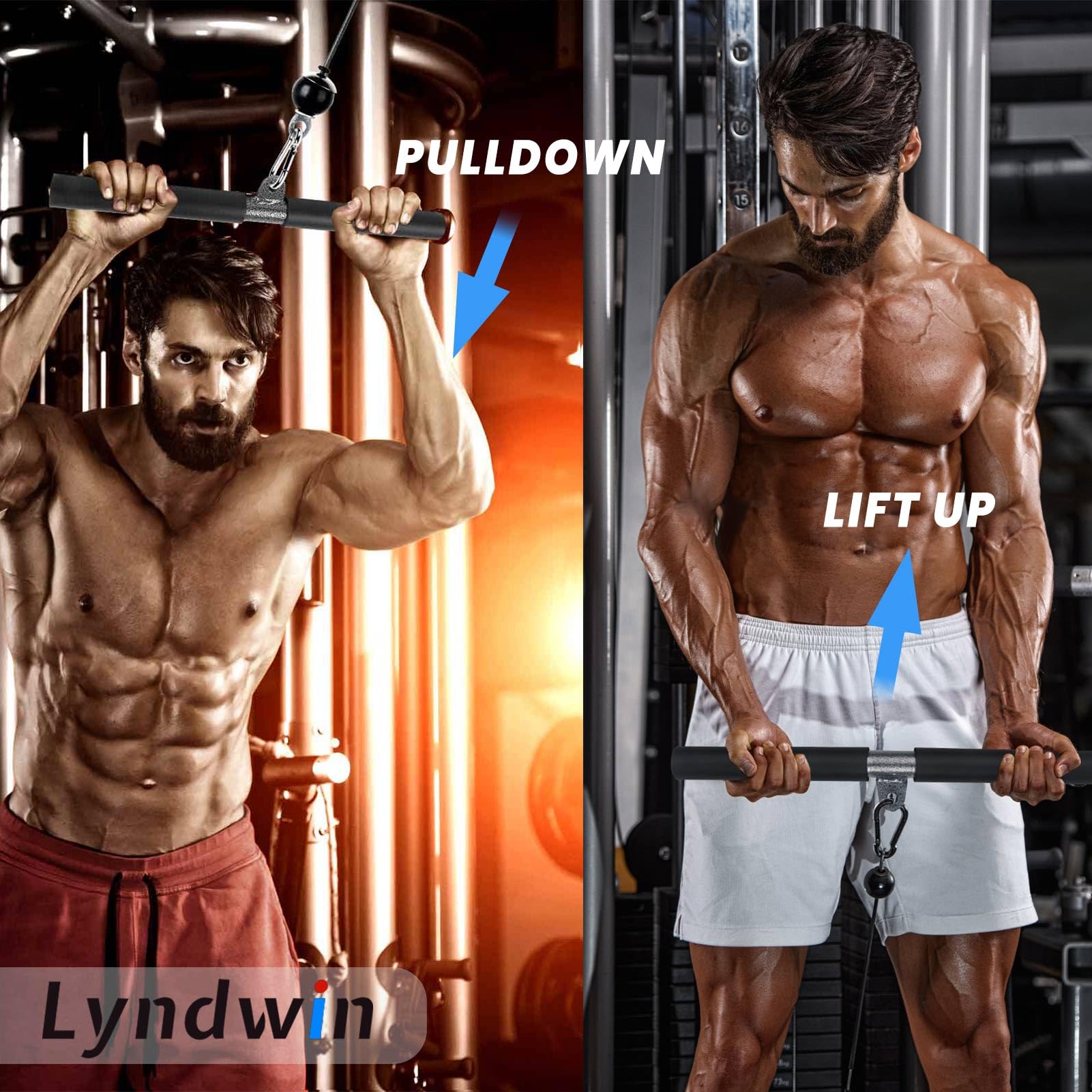 System bloczków LAT PULL DOWN z prostym drążkiem, regulowany system bloczków z obciążeniem – akcesoria do treningu w domu (triceps, biceps, klatka, ramiona, plecy)