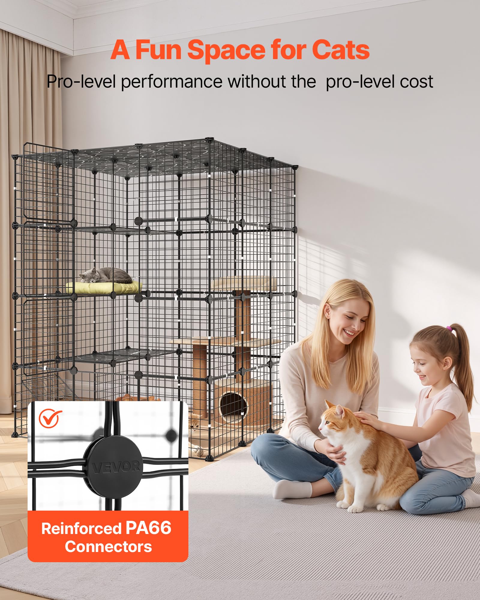 VEVOR Katzenkäfig Katzengehege 4-Stock Katzenauslauf 104,1x104,1x139,7cm