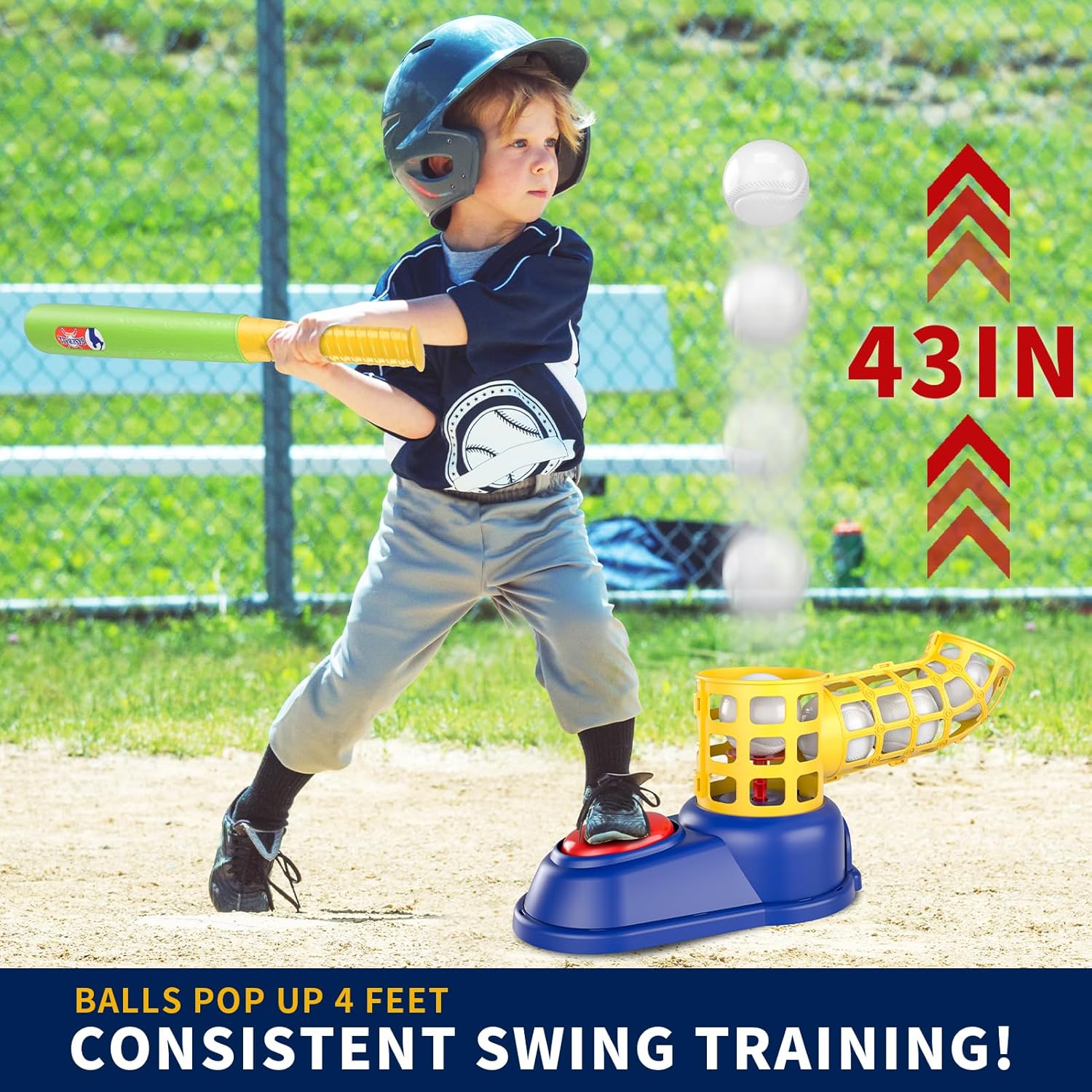 Bennol T Ball Set Toys for Kids 3-5 5-8, Kids Baseball Tee for Boys Toddlers, Auto Ball Launcher, Indoor Outdoor Outside Sports Tee Ball Set Toys Gifts for 3 4 5 6 Year Old Boys Toddler Kids