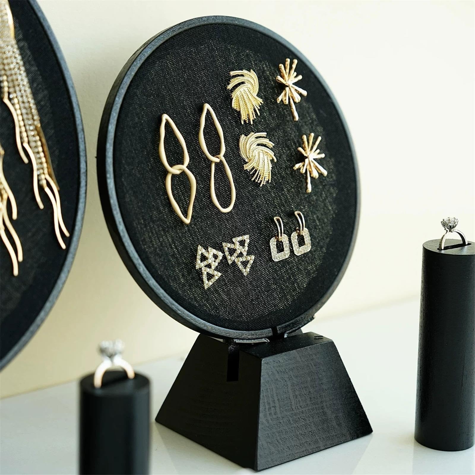 plateau de rangement de bijoux Planches à boucles d'oreilles 7 pièces, porte-bracelets coniques, supports bagues