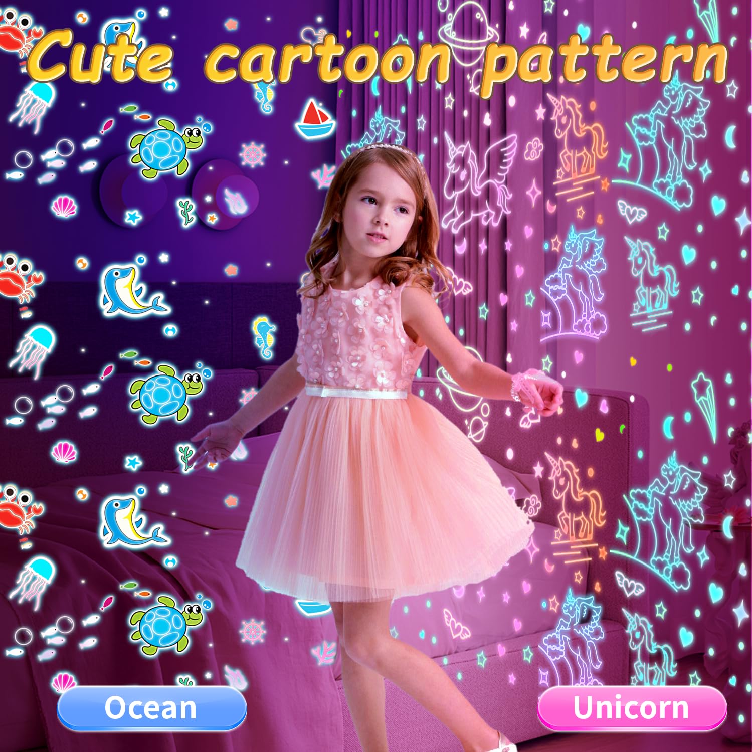 Toys for 1-10 Year Old Girls,Unicorn Gifts for Girls Night Light Projector for Kids Toddler Kids Toys Age 1-10 Xmas Stocking Fillers 1-10 Year Old Gifts - Image 2