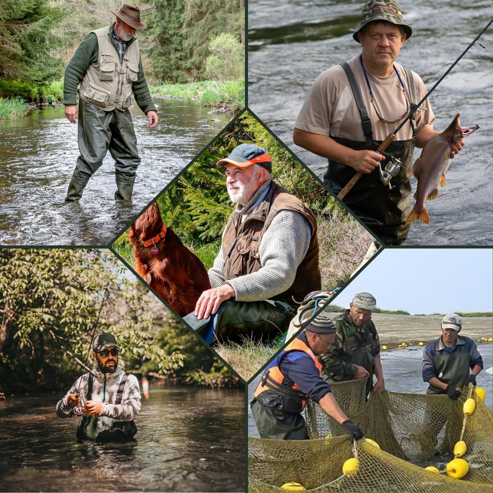 IEEILULU Waders Pêche Homme Nylon avec Bottes 40-47 Antidérapants