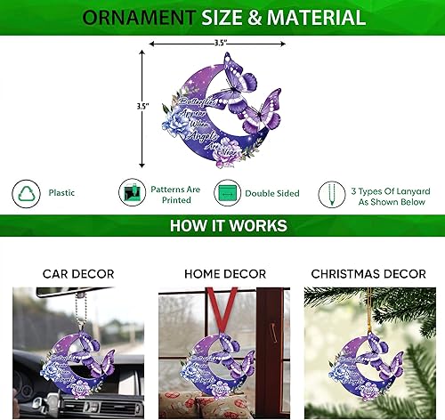 Miniatura 9 de Talataca Mariposa aparece cuando los ángeles están cerca de la memoria flor luna 2D árbol de Navidad plano adorno de madera decoración colgante de