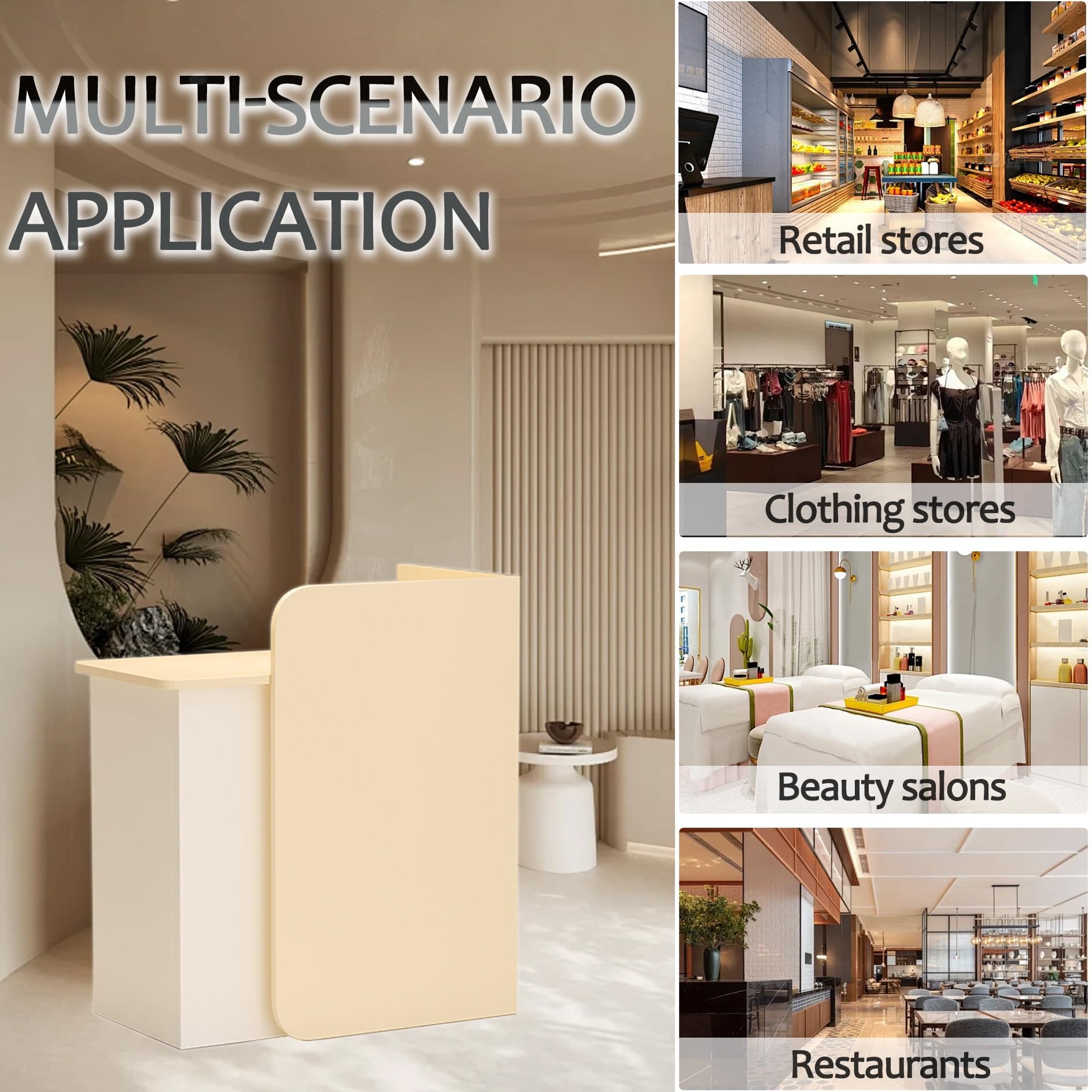 Piccola Banco Reception,Bancone Reception Estetica,Bancone Cassa,Banco Cassa per Negozio,Banconi di accoglienza Moderno con Cassetto,Consente di Risparmiare Spazio,Tavolo per Ufficio Beauty Salon(Whit