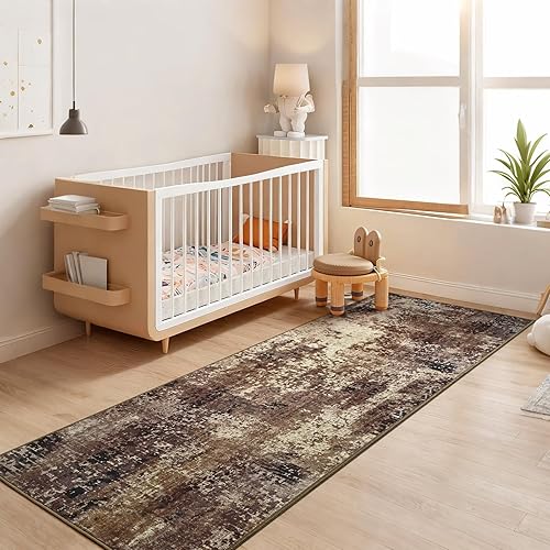 Miniatura 48 de Ompaa Tapete largo abstracto, antideslizante, lavable, suave con respaldo de goma para pasillos, cocina, dormitorio, baño, entrada, gris, 2 x 6 pies