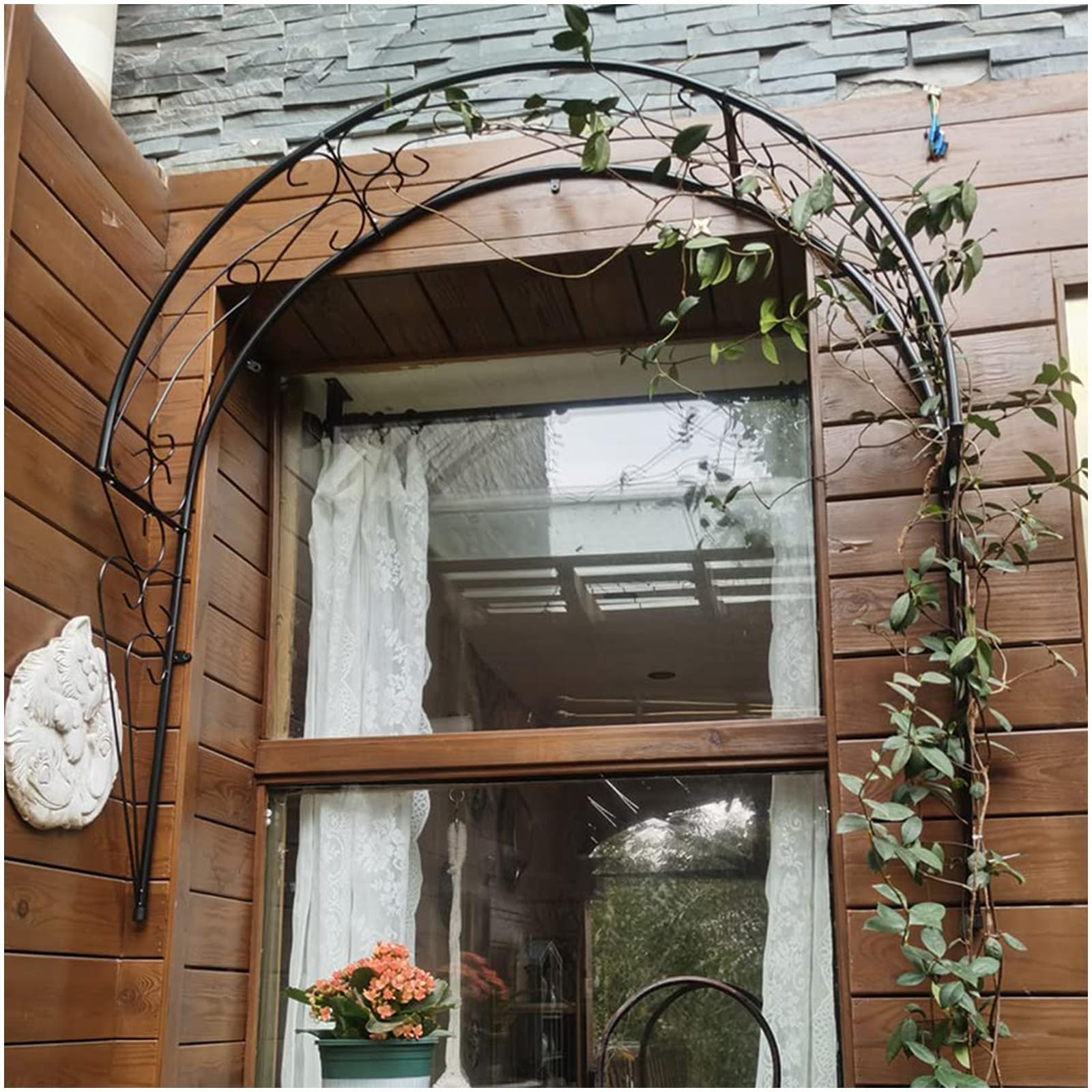 Arche à Rosiers Arche de Jardin Murale Treillis en métal Support pour Plantes grimpantes Arceau à Rosiers Pergola Semi-Circulaire pour fenêtres Portes Entrées