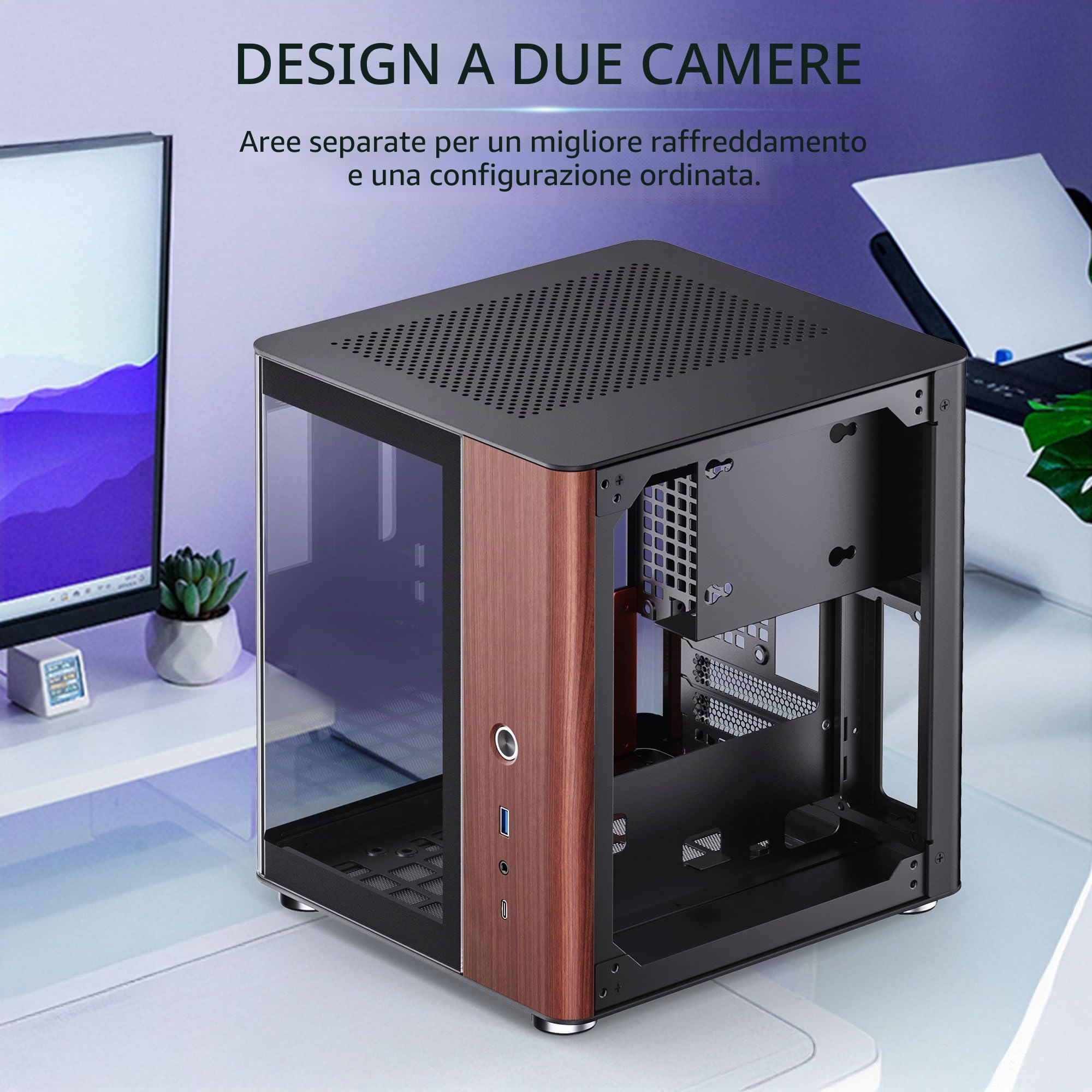 Jonsbo TK-0 PC Geh?use Mini-Tower Mini-ITX Tempered Glass Holz - schwarz (TK-0 BLACK)