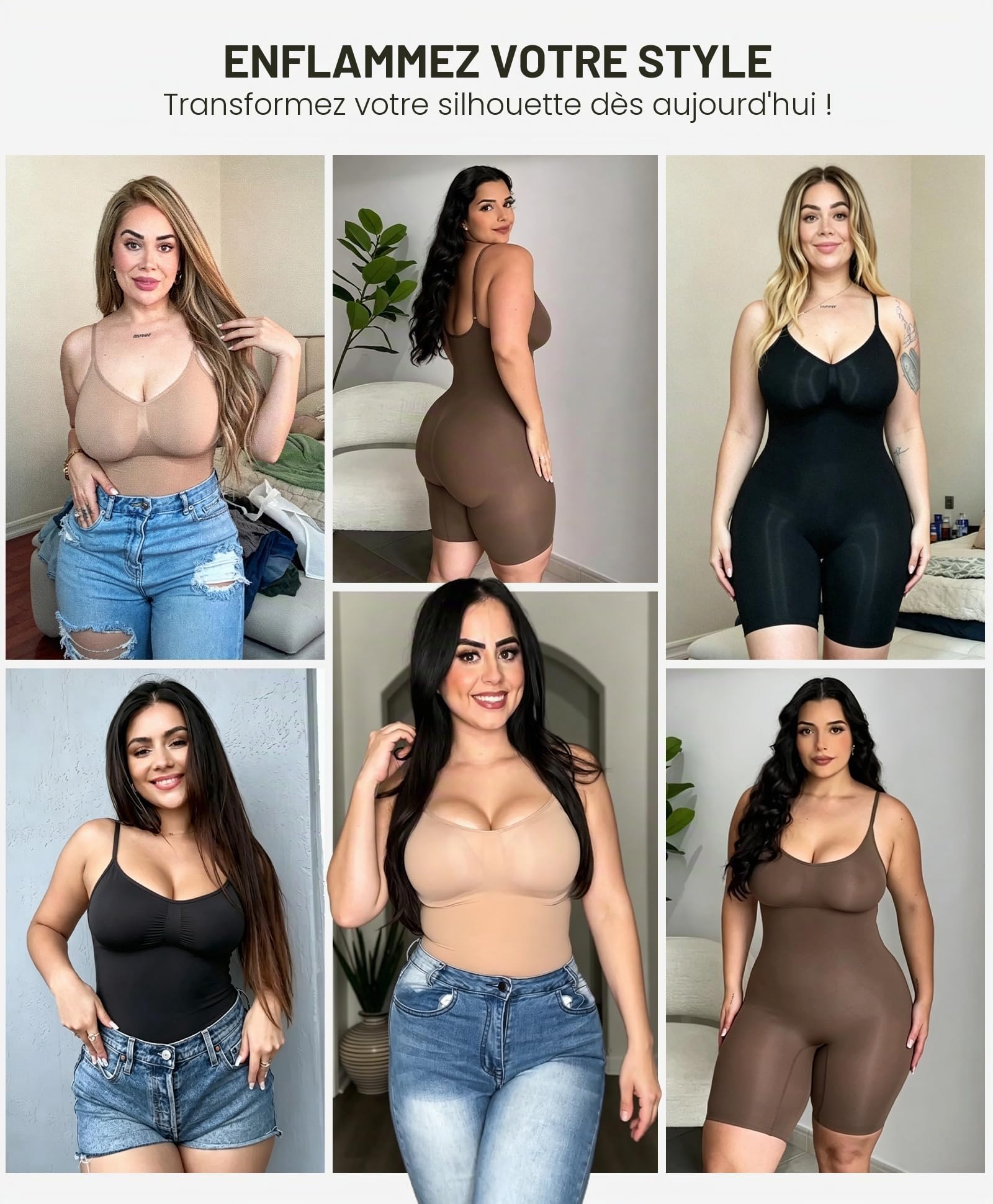 FeelinGirl Gaine Amincissante Ventre Plat Femme Body Gainant Sculptant Sans Couture Invisible