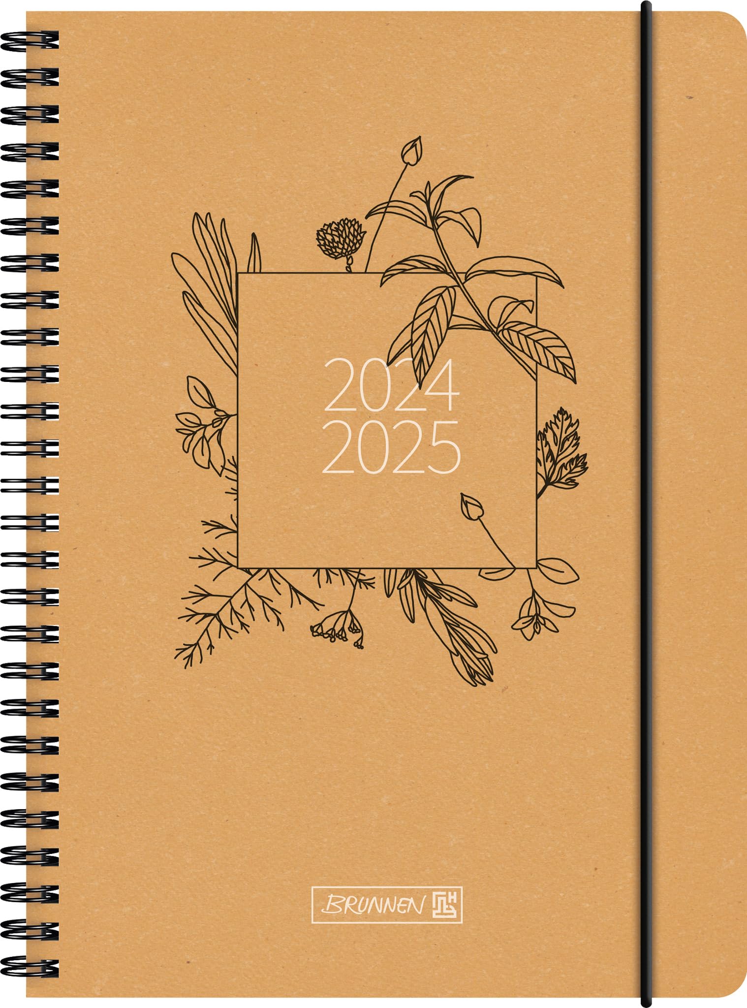 BRUNNEN Schülerkalender (2024/2025) „Ecoflower“, 2 Seiten = 1 Woche, A5, 208 Seiten, braun