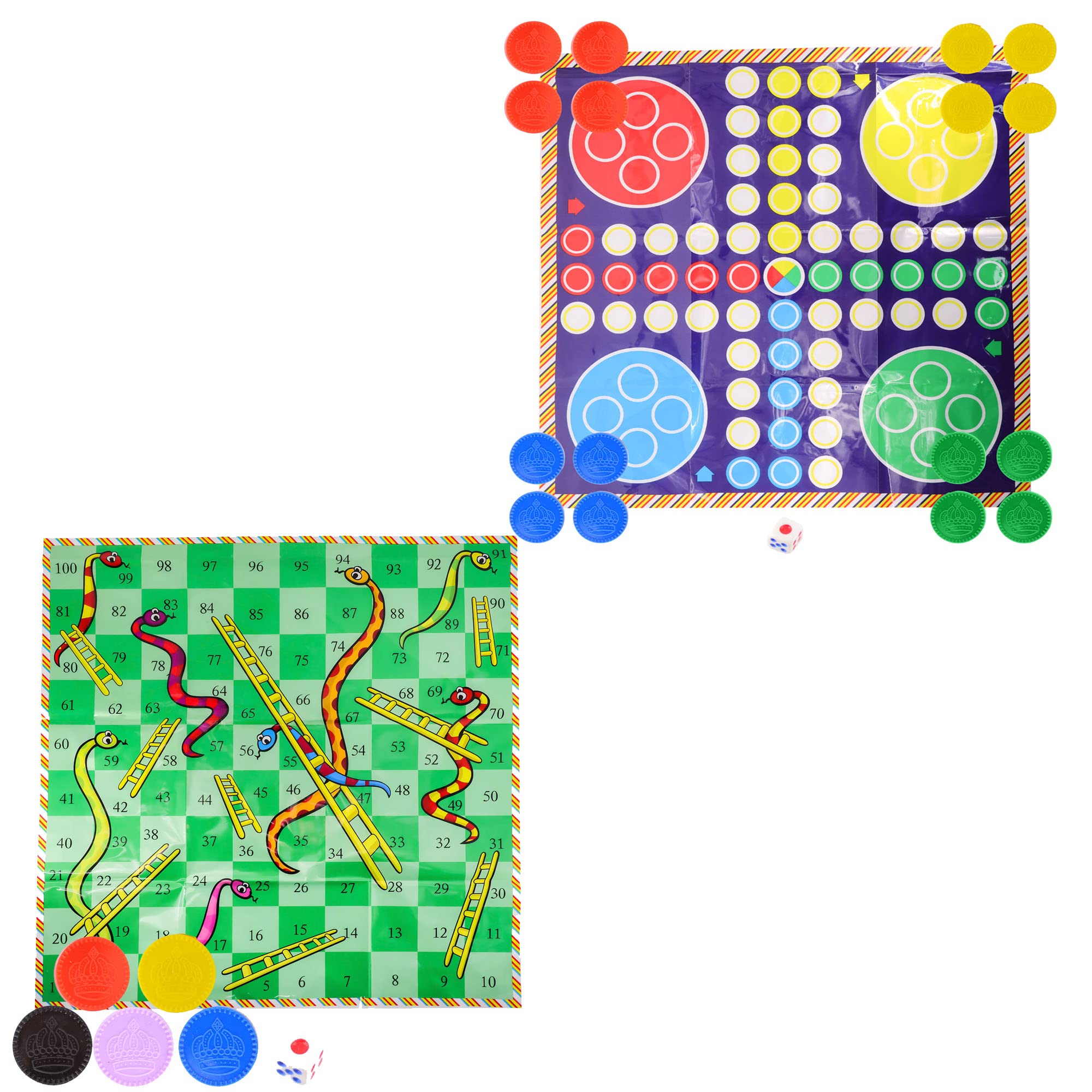 Snakes & Ladders and Ludo Giant Board Game Set Classic Entertainment Fun for the Whole Family Waterproof Game Play sheet