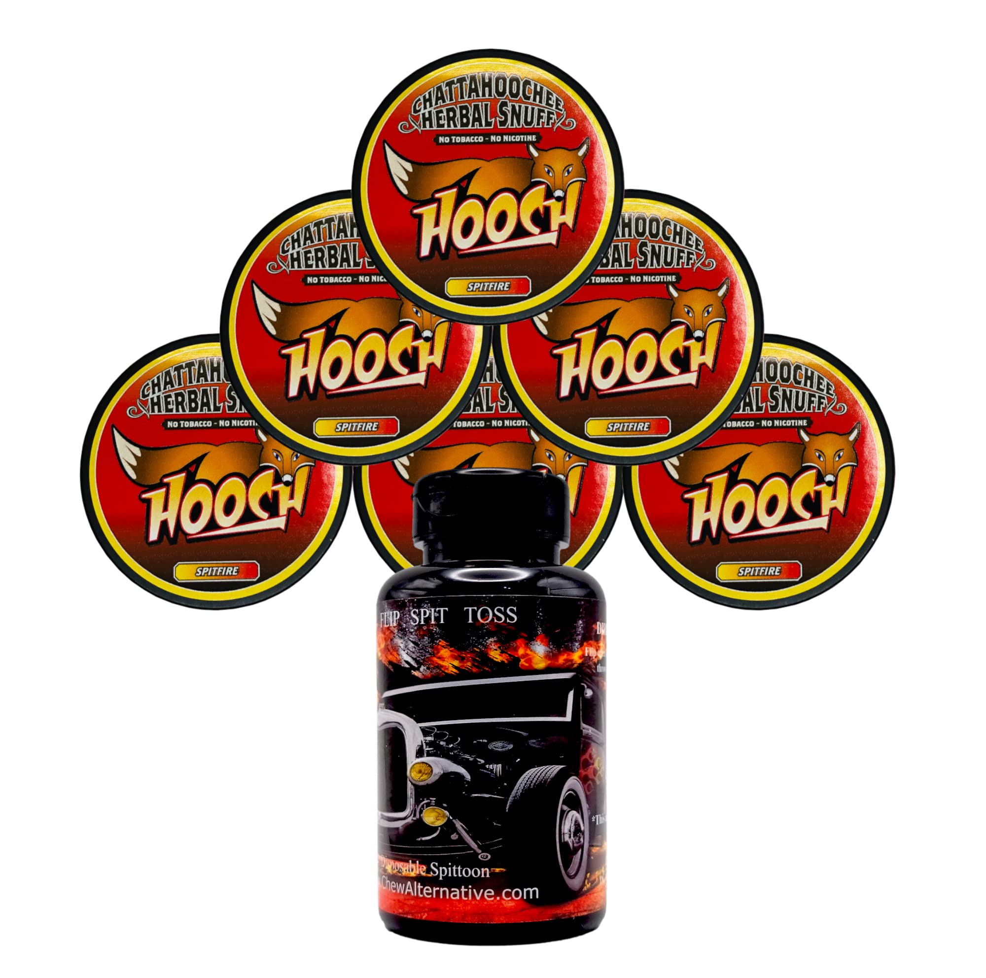 DC Crafts NationMud Bud Spittoon with 6 Cans Hooch Herbal Snuff Spitfire Pouch Packs - Hot Rod