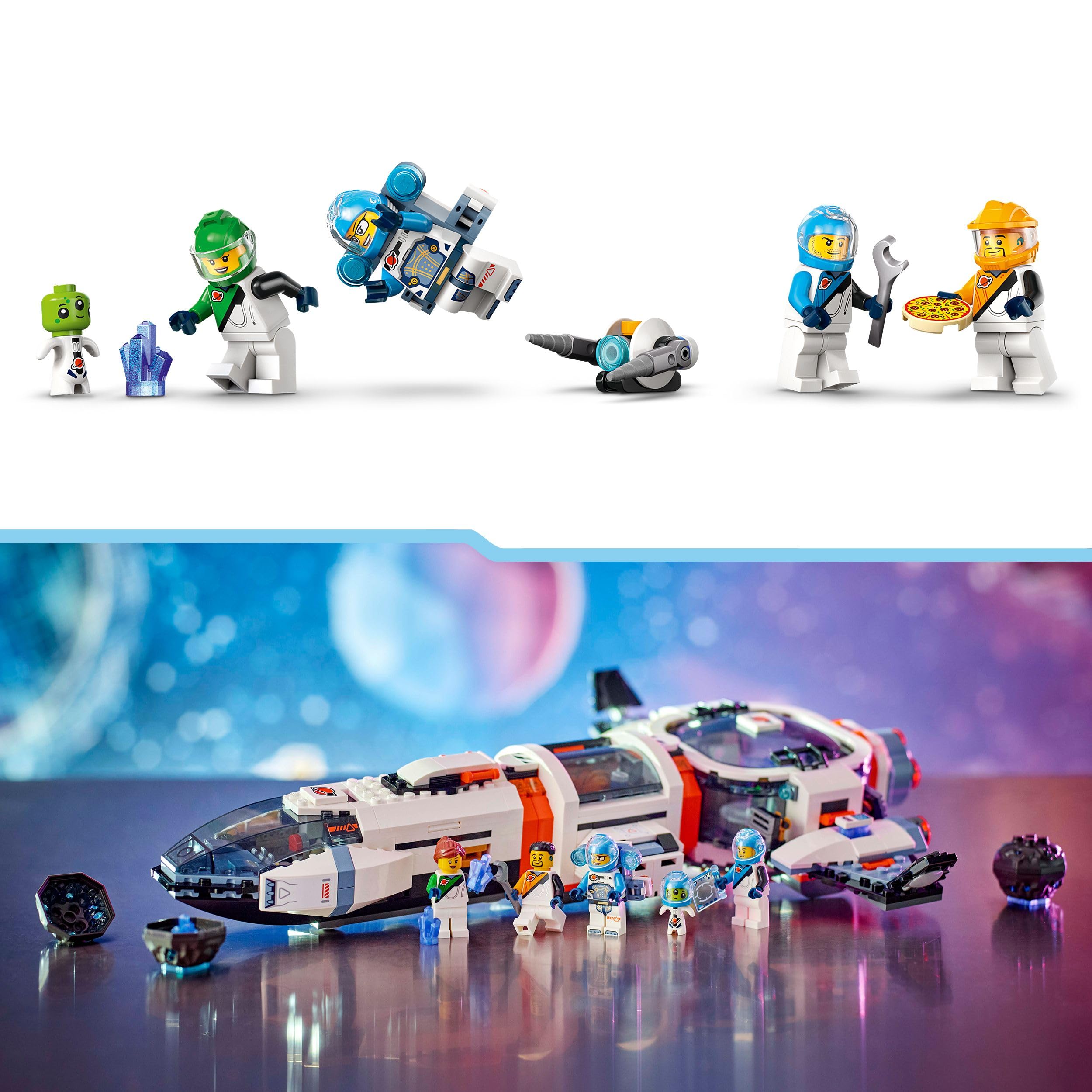 LEGO City Astronave Galattica Modulare con 4 Minifigure e Figura Aliena - Giocattoli Spaziali Costruibili, Giochi per Bambini e Bambine da 7 Anni in su, Idee Regalo di Compleanno e per le Feste 60446