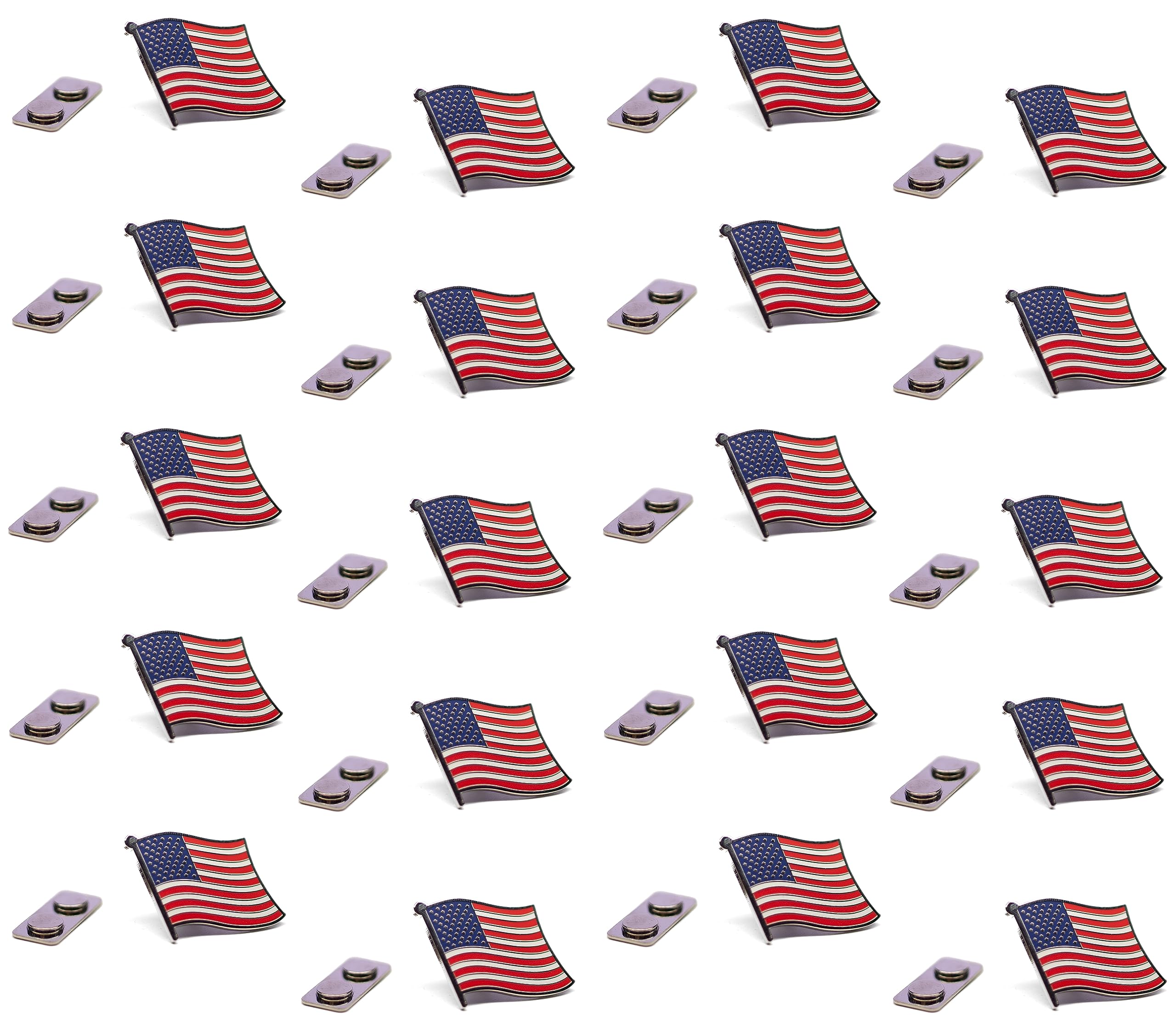 Extra Large American USA Flag Enamel Lapel Pin with Magnetic Backing for jacket, backpack, memorial, clothes, bag, shirt
