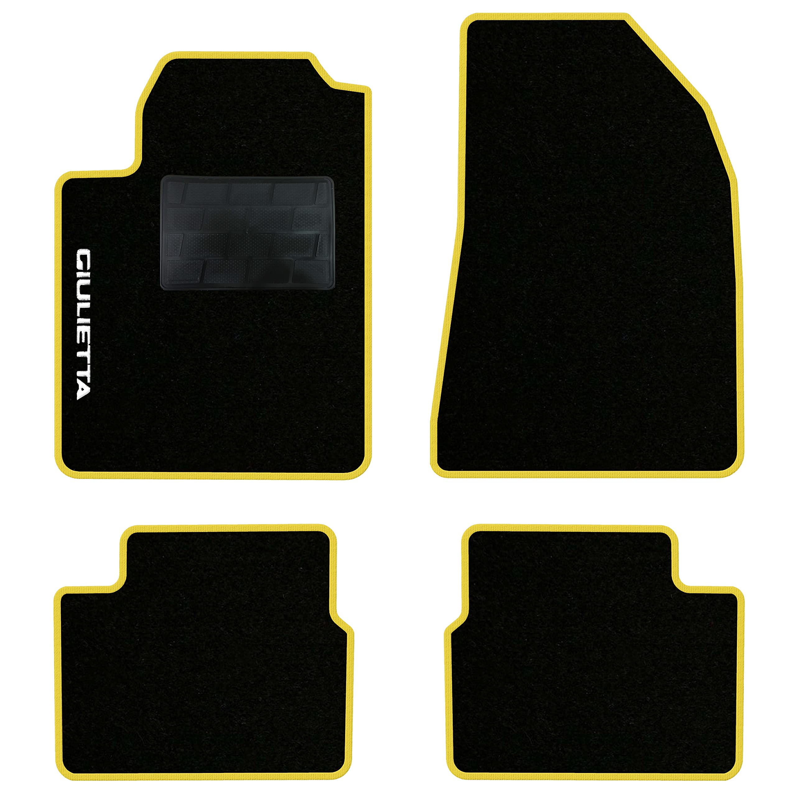 QUEMAR Tappetini Auto Compatibili Con Alfa Romeo Giulietta 2010-2016/ Kit Tappeti Moquette E Gomma Su Misura (Set 2 Anteriori 2 Posteriori)/Ricami E Colori Personalizzati (Bordo Bianco, 2 Ricami - Foto 4