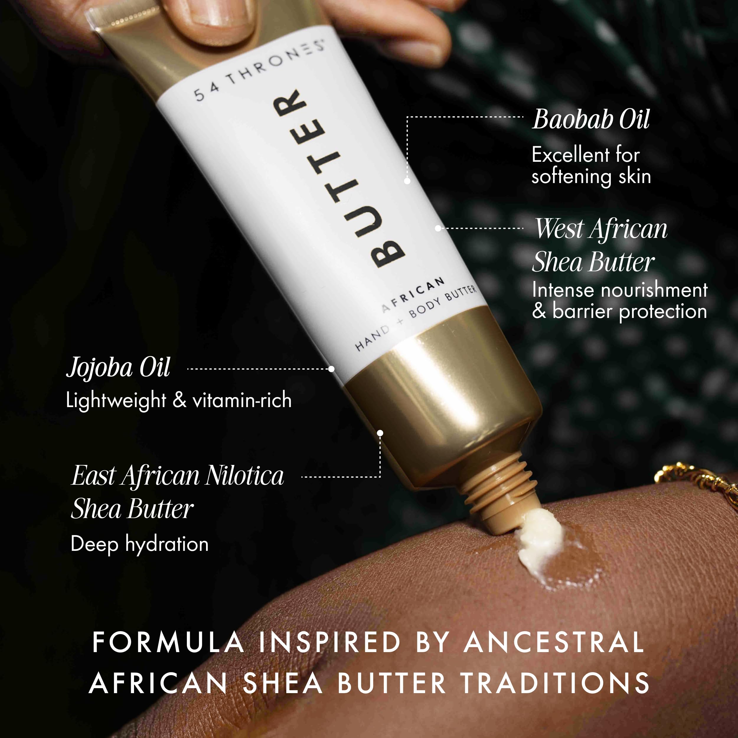 54 Thrones Oprah's Favorite Things: African Beauty Butter Collection Deluxe Lata, soporte intensivo para la piel seca, mantequilla corporal hidratante para mujeres, bloquea la humedad, juego de 5