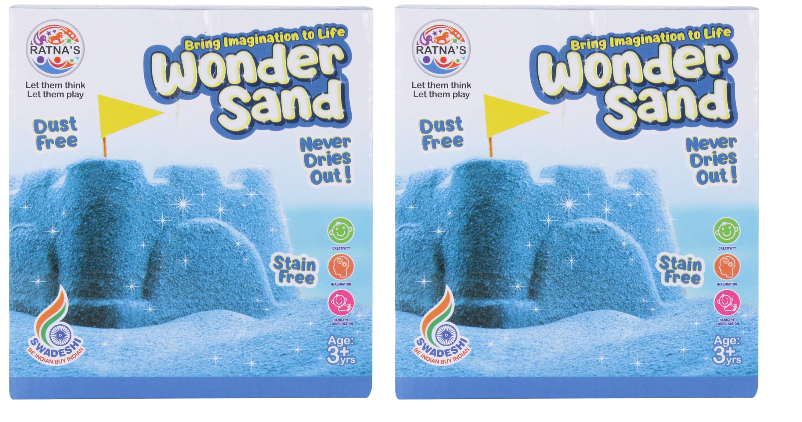 RATNA'S Wonder Sand 500 Grams for Kids - Smooth Non-Sticky Blue Sand with Big Mould for Indoor Beach Fun and Relaxation(Blue 500 Grams), ONE Big Mould Inside (Without Tray) — Amazon image 14