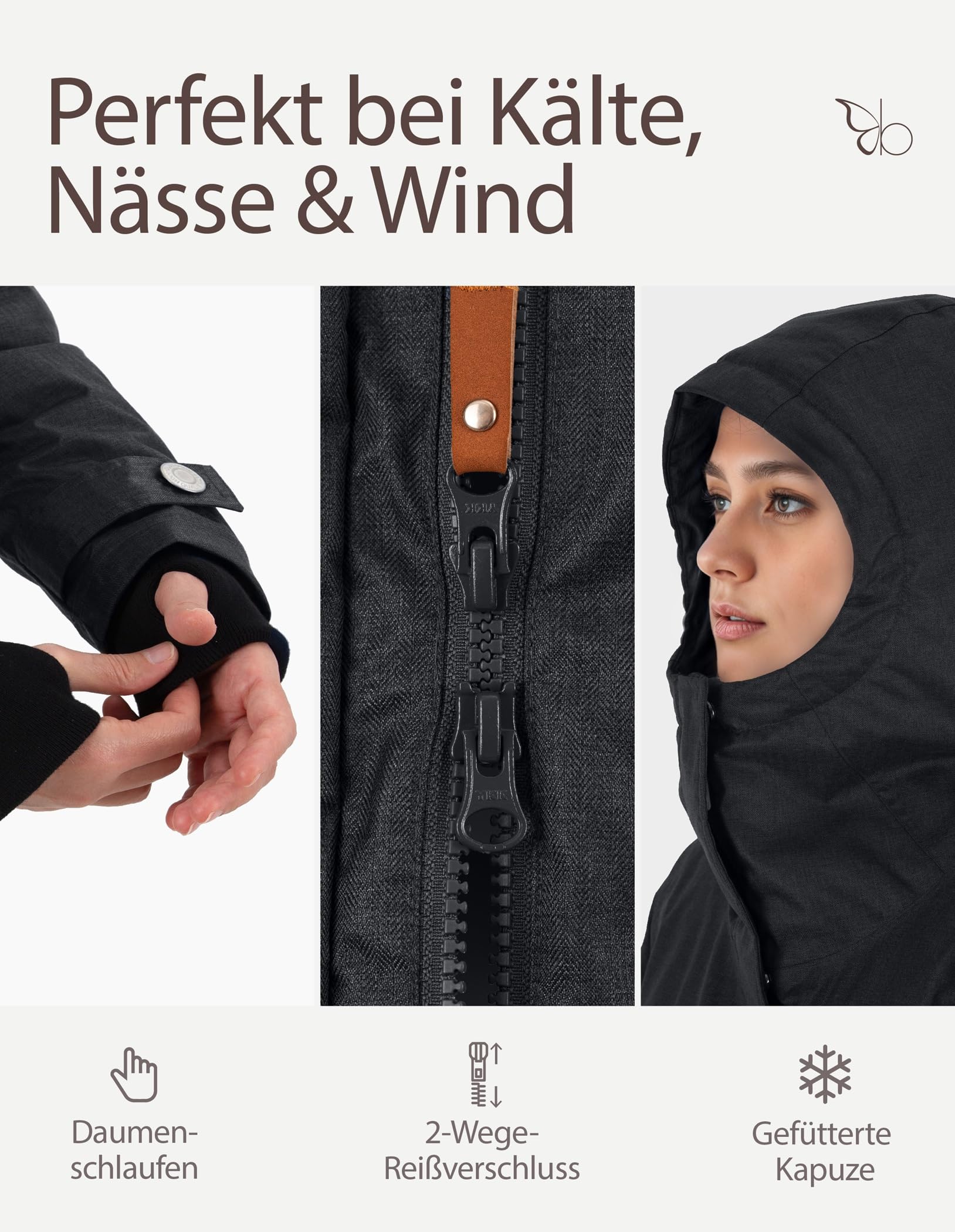 berydale Winterjacke Damen Parka I Warme Übergangsjacke Damen I Atmungsaktiv, Wind- und Wasserdicht I Wintermantel mit Thermowattierung