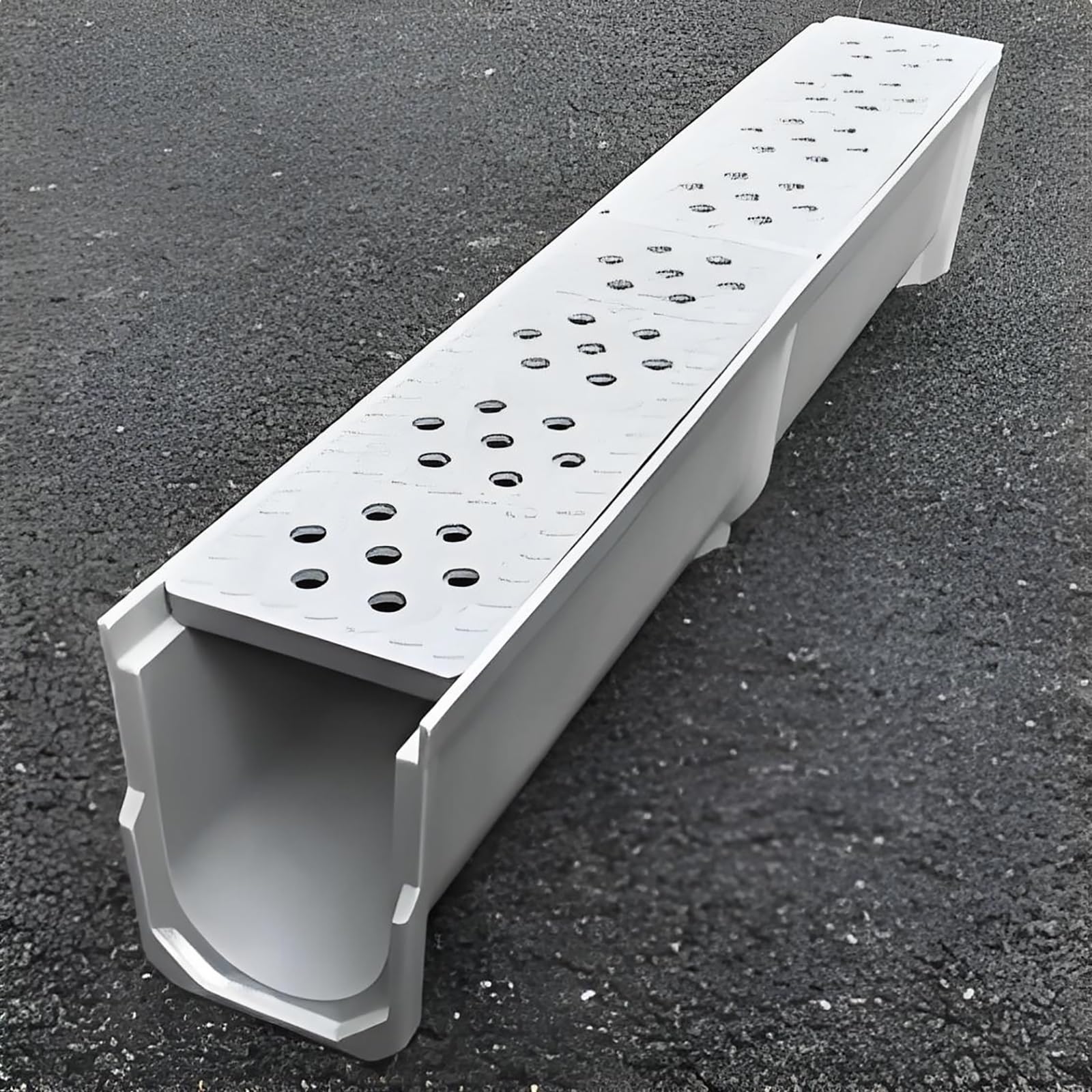 GLDYTVF Outdoor Drainage Kit High-Load Resin with Removable Strainer & Perforated Metal Grate Ideal for Garden Driveway & Patio Drainage Solutions