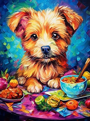 Zariocy Kits de pintura de diamantes 5D para cachorros, pintura de bricolaje con arte de diamante, animal redondo, taladro completo, pintura de Zariocy Kits de pintura de diamantes 5D para cachorros, pintura de bricolaje con arte de diamante, animal redondo, taladro completo, pintura de