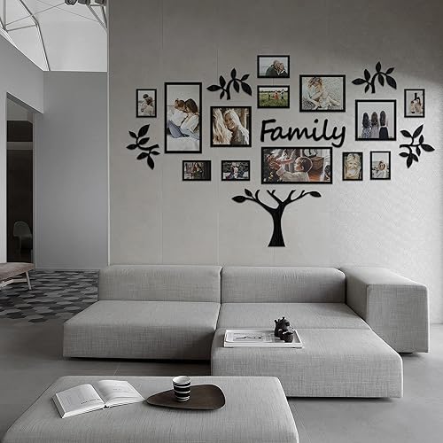 71.6x45.2 Large Wooden Family Tree with Photo Frames Collage FAMILY, DIY Photo Frame Tree, Wall Decals for House Decor, Wall Decor, Tree Wall Art