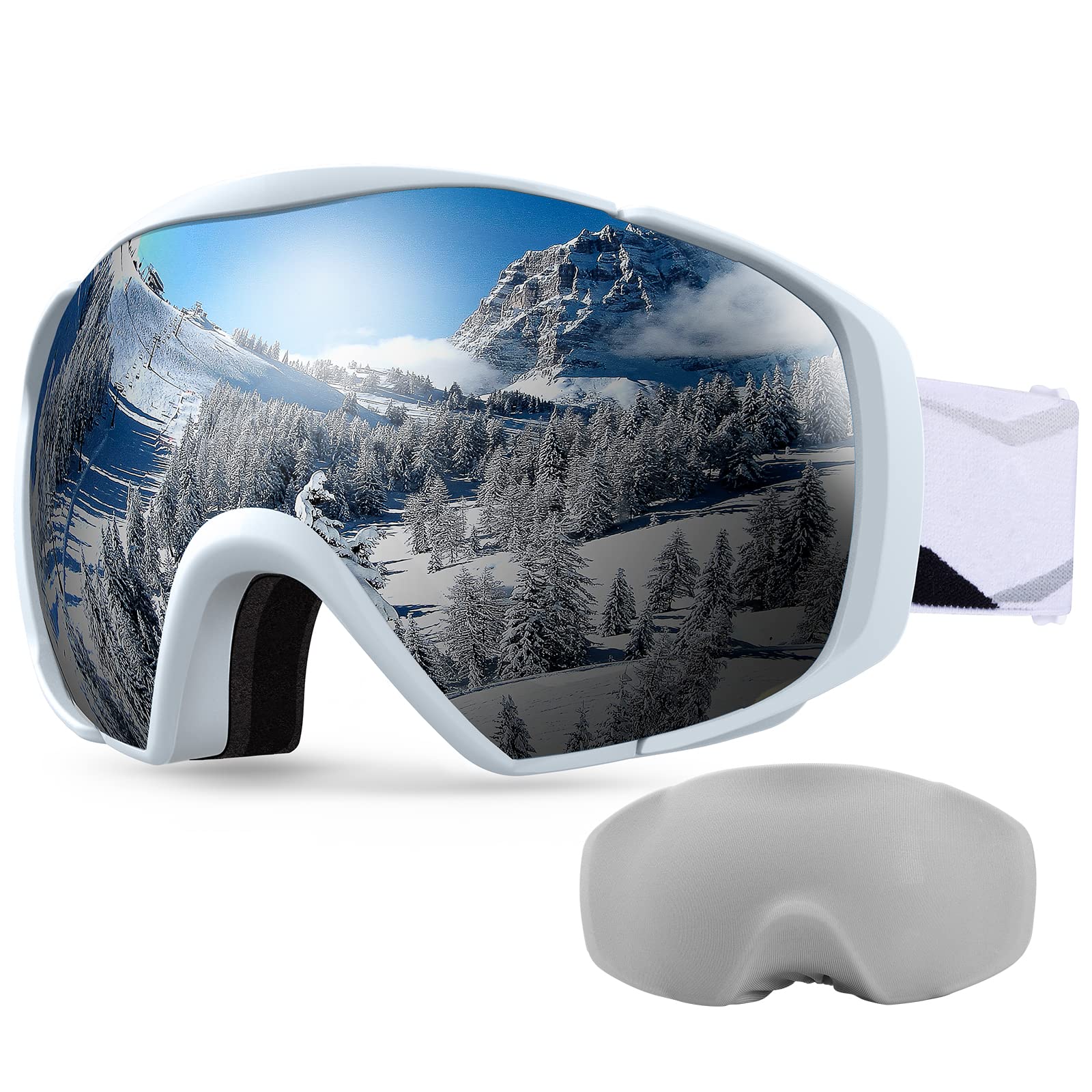 YOZISS Occhiali da sci con protezione UV400, occhiali da neve OTG per uomo e donna, occhiali da neve anti-appannamento, per snowboard, motoslitta