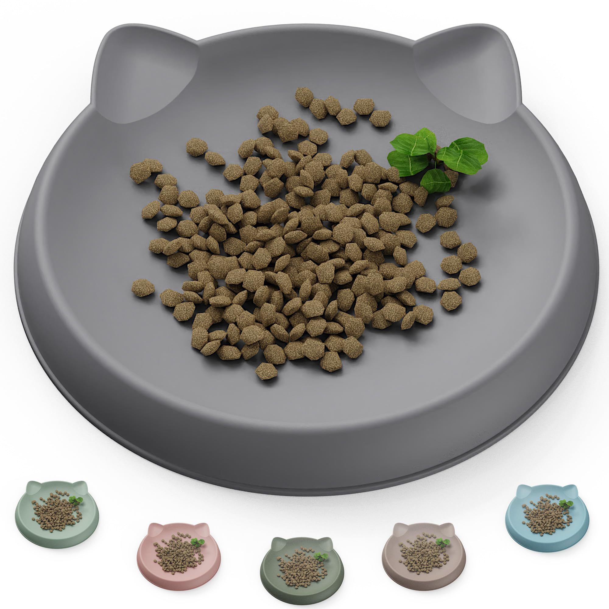 Wingcases - Katzennapf(1pc, 15x15cm, dunkelgrau) | Futternapf Katze Silikon | Schutz der Katzenbarthaare | Fressnapf Katze Flach | Teller Breit | Katzen zubehör