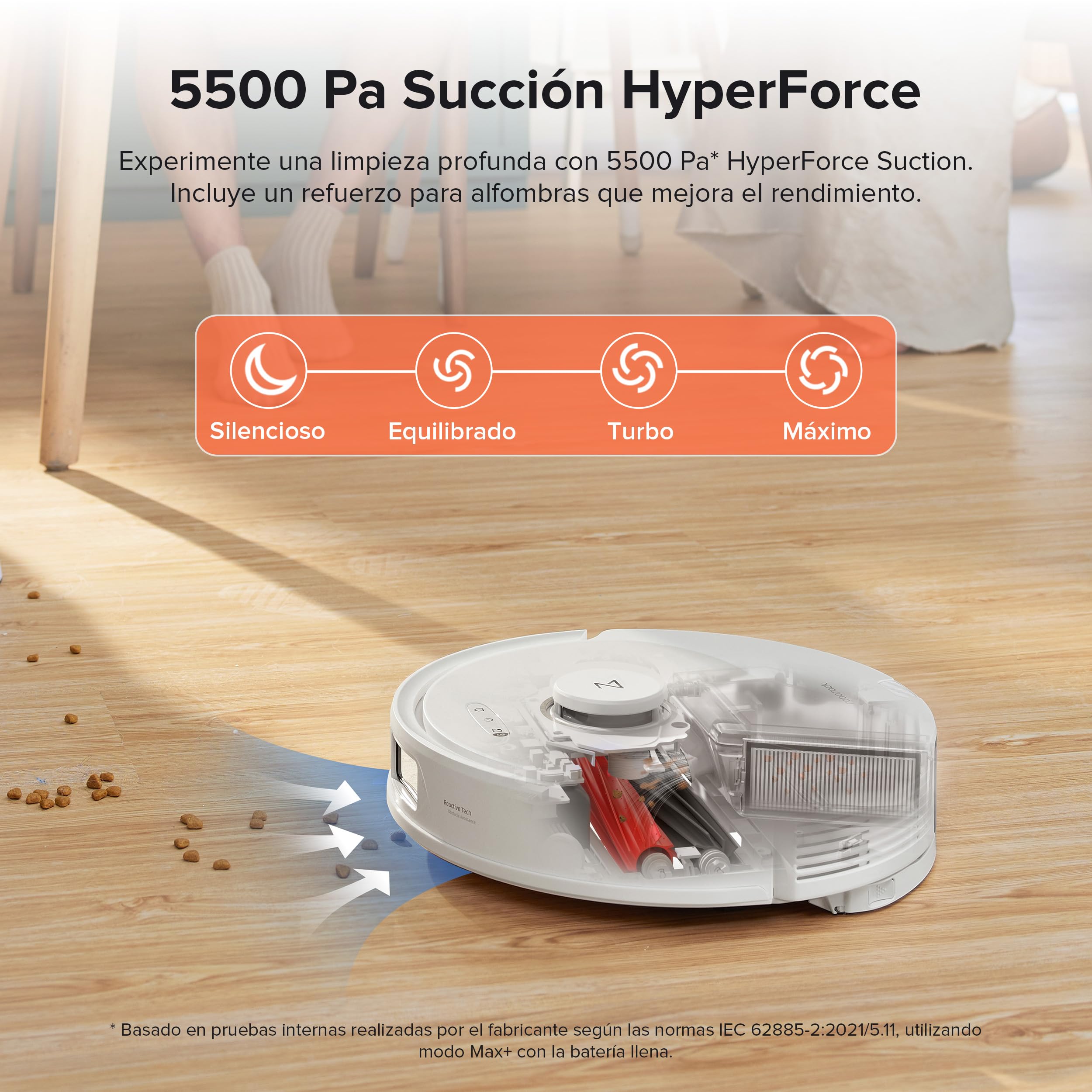 roborock Q8 Max+ Robot Vacuum Cleaner with Suction Station, DuoRoller Brush, 5500Pa Suction Power, 2.5 L Dust Bag, 350 ml Water Tank, Mop Robot PreciSense LiDAR Navigation (White) view 3
