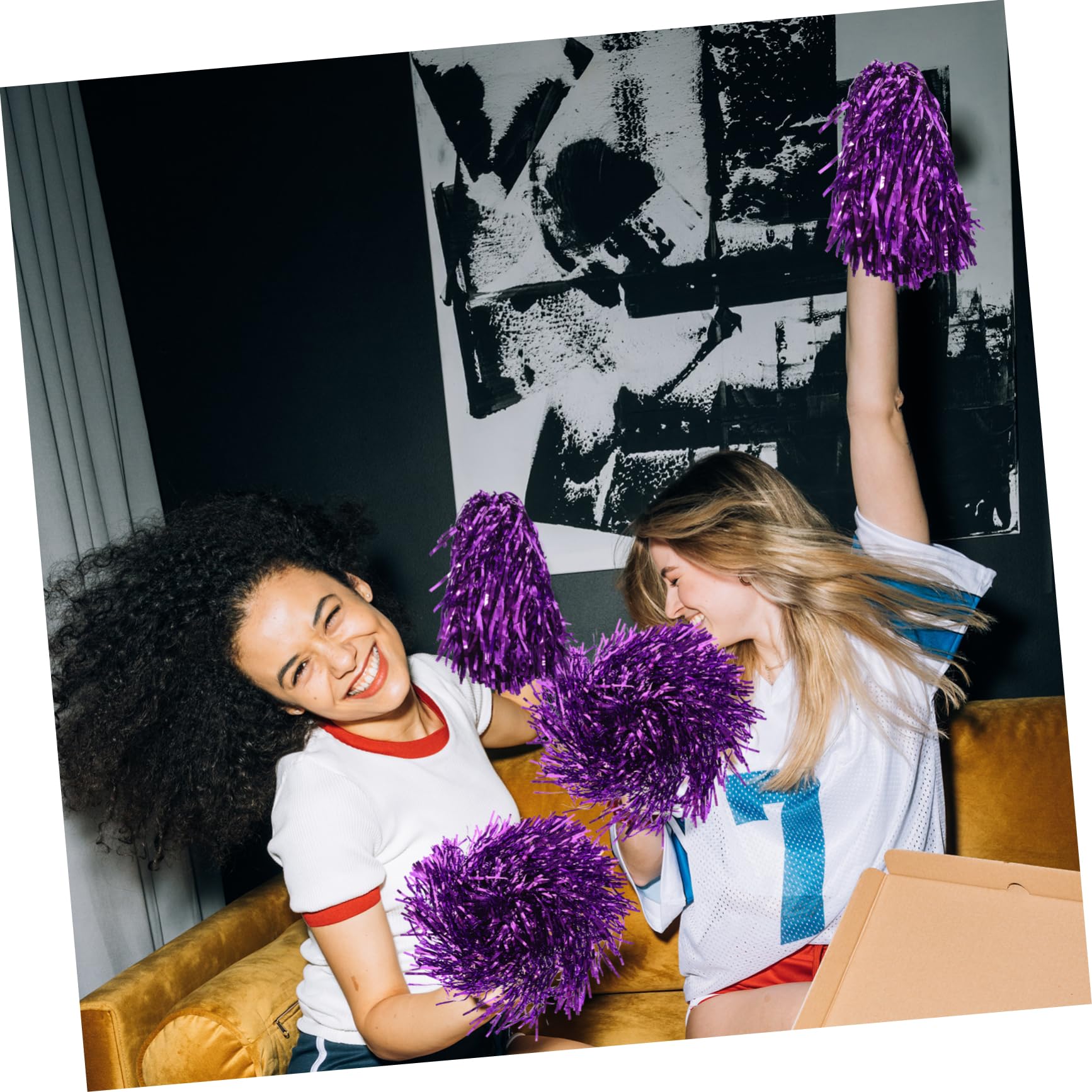 Pompons de Cheerleading 16 Pièces en Pvc pour Sports et Chorégraphie