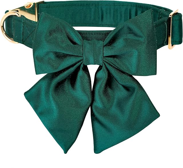 Lionet Paws Bowtie Dog Collar - Comfortable Silk Christmas Dog Collar with Detachable Bow Tie for Small Dogs, Neck 25-40cm