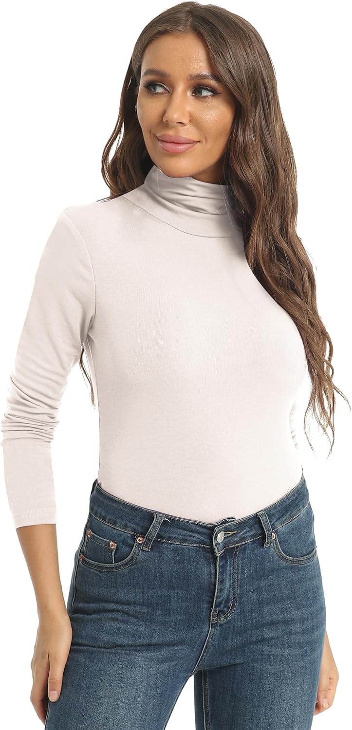 Women's Casual Long Sleeve Turtleneck Tops Slim Fitted Lightweight Base Layer Shirts - Image 5