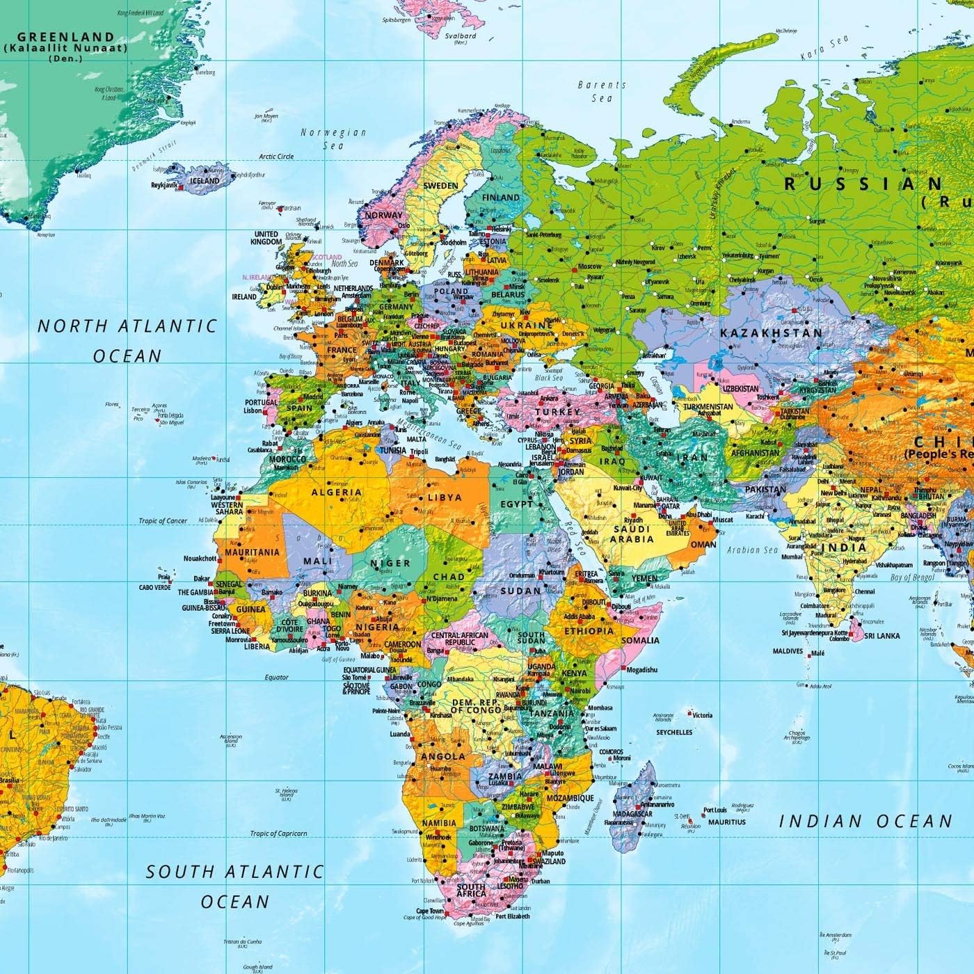 GOODS+GADGETS® Mapa Mundi XXL con Banderas 140x100 cm - Pack 10 | Póster gigante del mundo con países y banderas – impresión nítida, escala 1:40.000.000, fabricado en Alemania