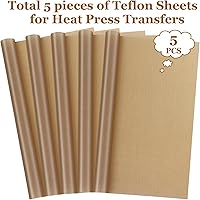 Vista 2 de Selizo Paquete de 5 láminas de teflón para prensa de calor, papel protector de transferencia de calor de gran tamaño resistente al calor para Cricut