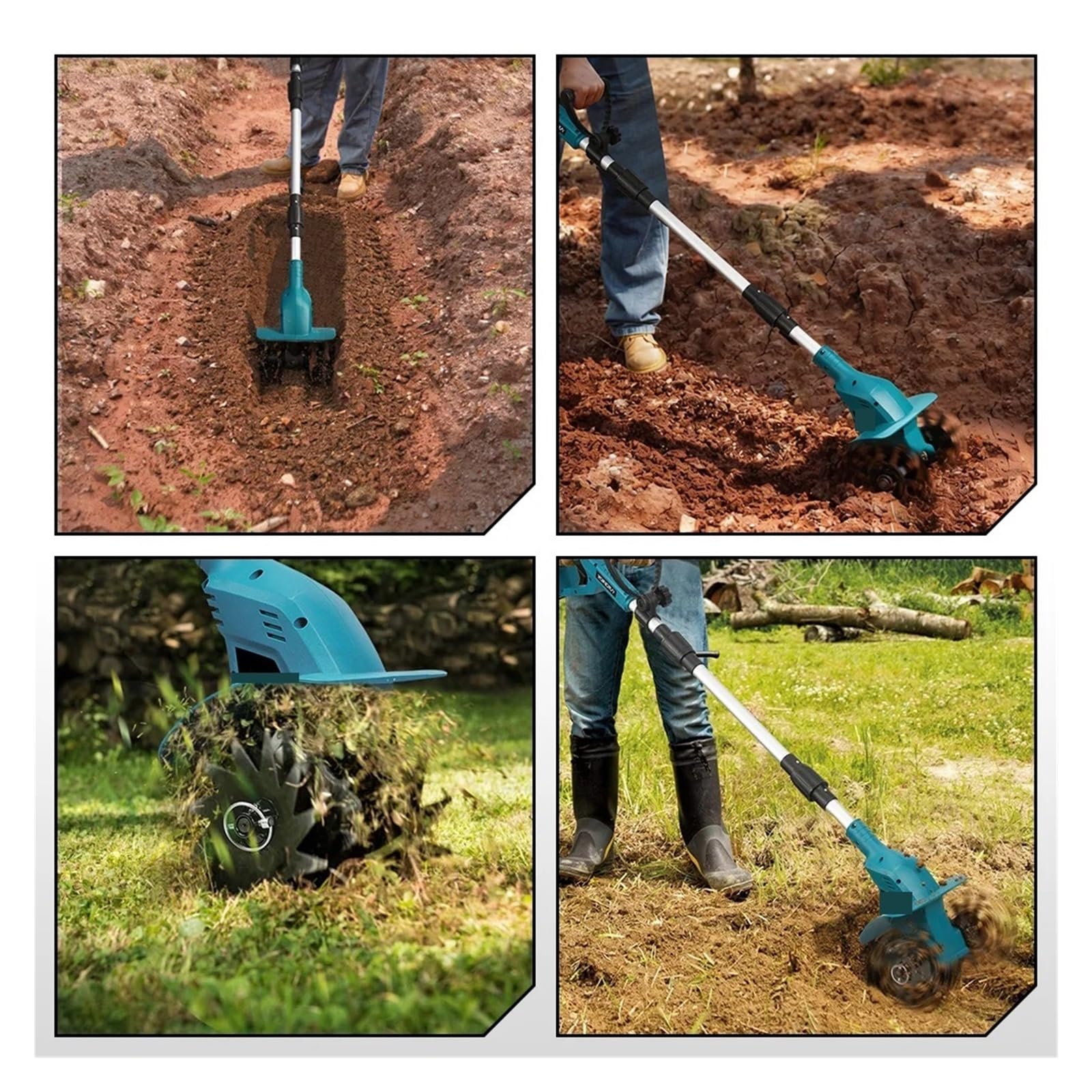1200W Elektryczny Wertykulator Ogrodowy Rumpel Kultywator Glebowy Rototiller Kosiarka Do Trawy Narzędzie Luzowania 21V Pin Akumulatora DużA Moc(2pcs 4.5Ah Battery)