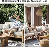 Vista 2 de RYB HOME - Cortinas para exteriores impermeables para patio, extralargas, opacas, para área de actividad exterior, cabaña, etc, 100 pulgadas