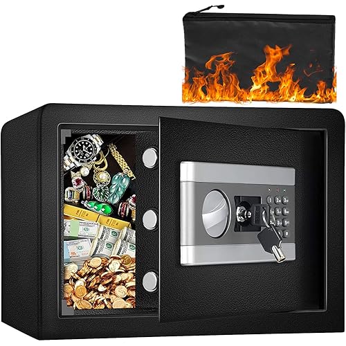 Fireproof Safe Box for Home, Security Safe with Digital Combination Lock Keypad LED Indicator, Safe Box for Money Cash Jewelry Guns (0.8)
