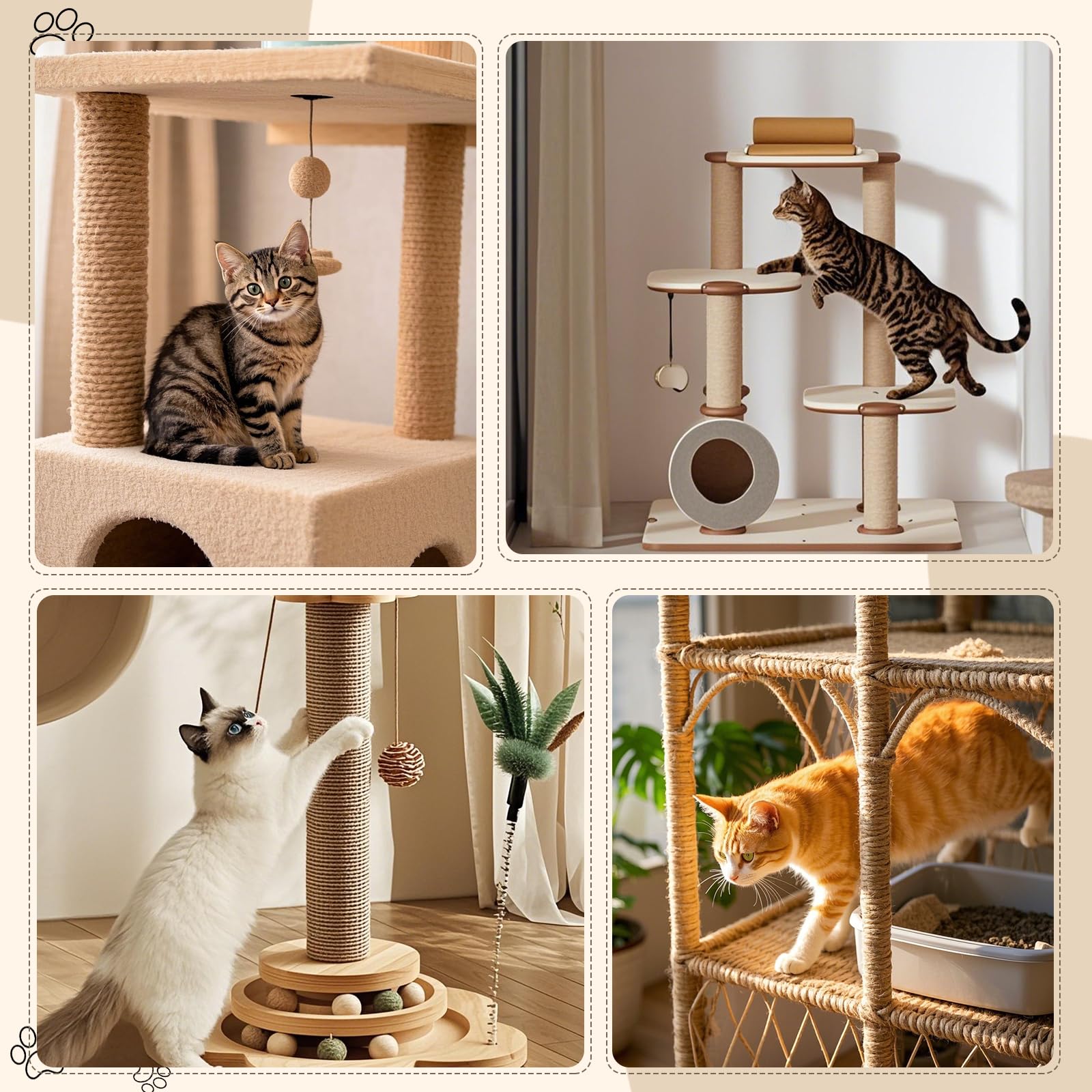 Cuerda de sisal para rascar gatos (natural, 1/4 pulgadas por 165 pies)