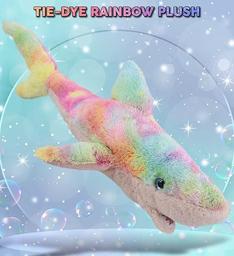 Miniatura 2 de DolliBu Animal de peluche grande de tiburón arcoíris  Juguete de peluche suave para abrazar adorable juguete de peluche del océano para el tiempo de