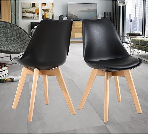 Miniatura 2 de NOBPEINT Sillas de comedor de mediados de siglo, juego de 4 (negro) negro, (Black Set of 4),Negro juego de 2,blanco, set de 2,Juego de 4 unidades de