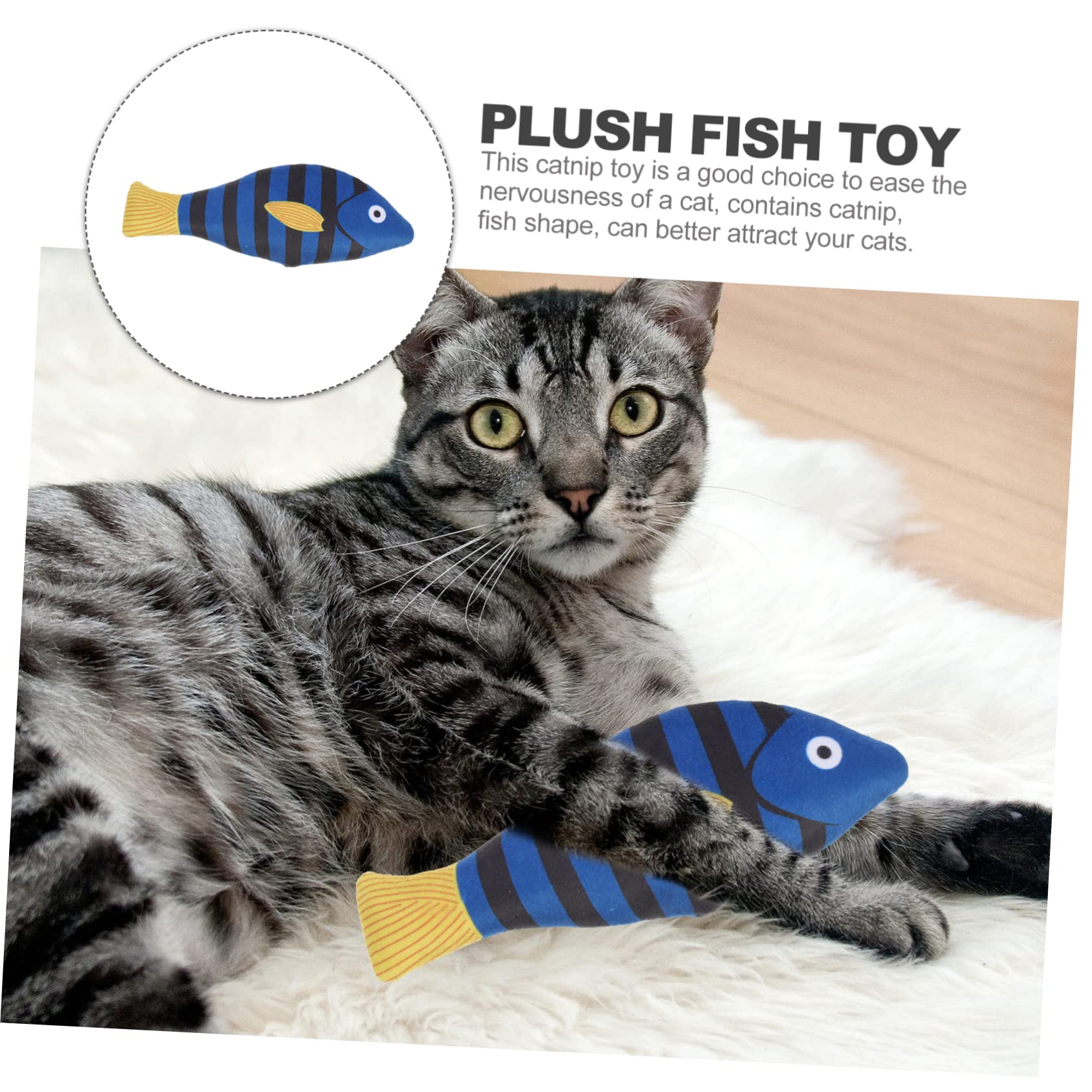SUPVOX Jouet à Mâcher Poisson pour Chat à l'herbe à Chat Naturelle Peluche Légère Taille Moyenne Intérieur Divertissement Chaton