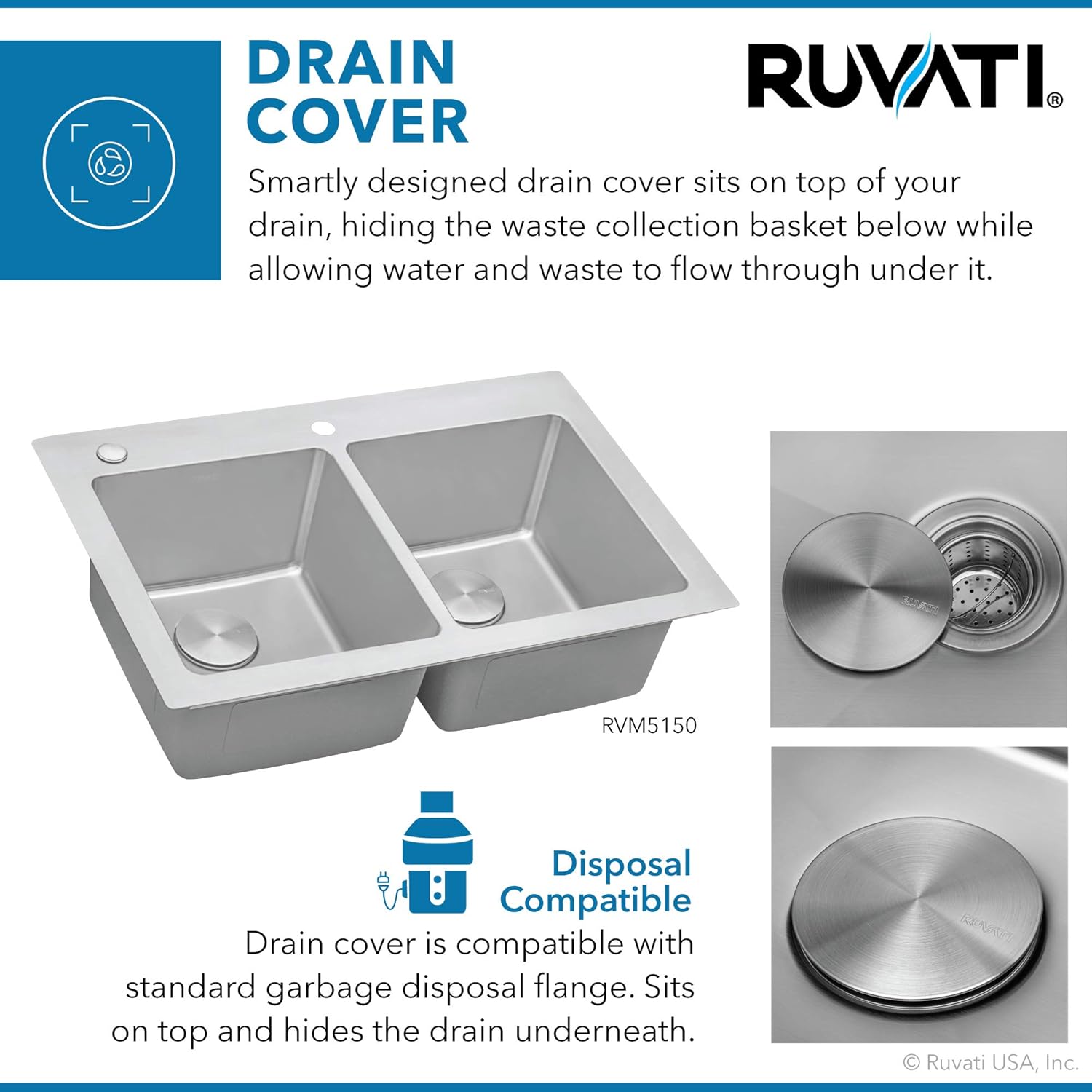 Ruvati 37" Stainless Steel Double Bowl Drop-In Kitchen Sink
