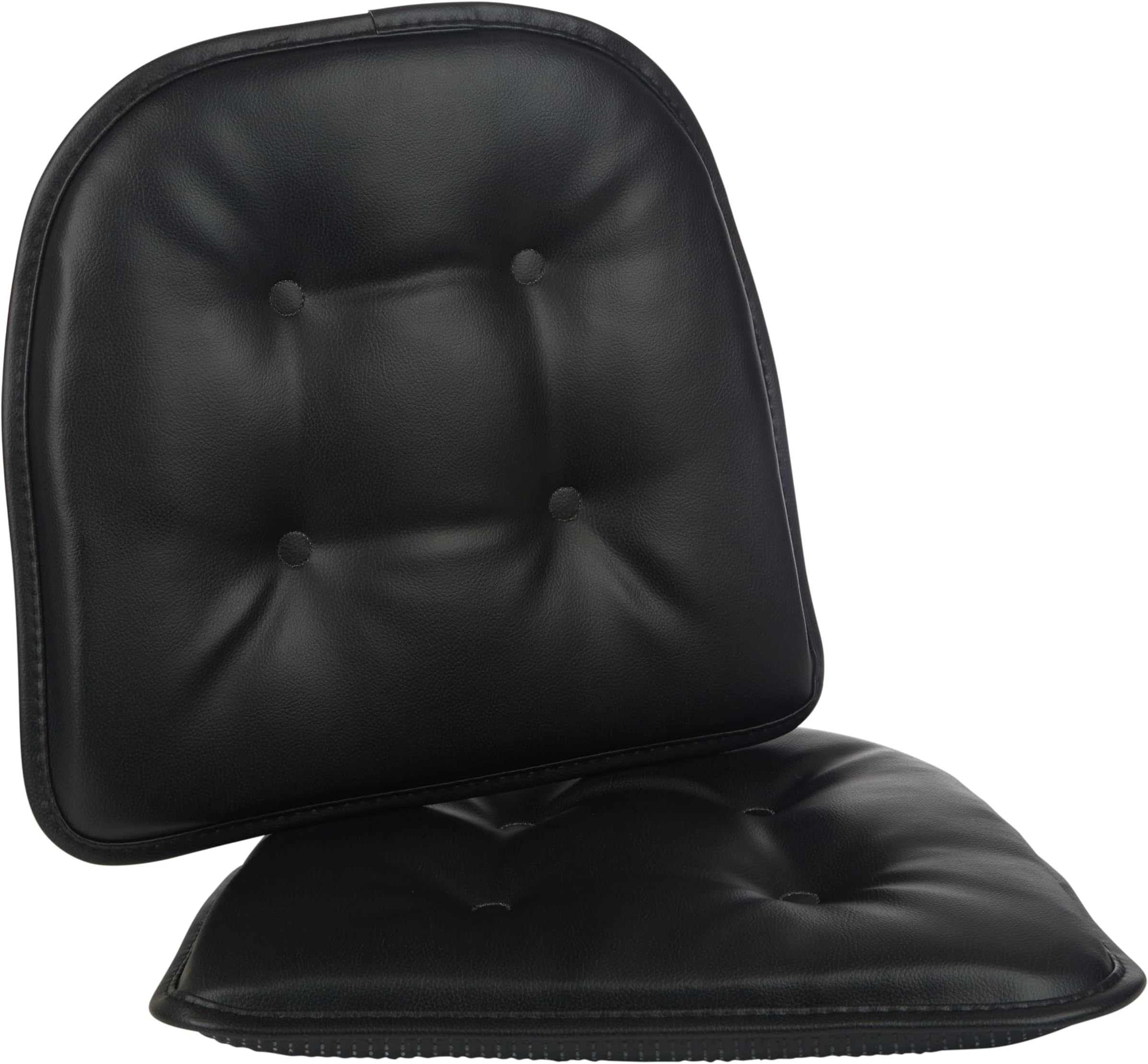 Klear Vu Omega Non-Slip Chair Cushions, Assembled in USA, U-Shaped Skid-Proof Seat Pads for Dining, Kitchen, Office, 15"x16", 2 Pack, Leather Black