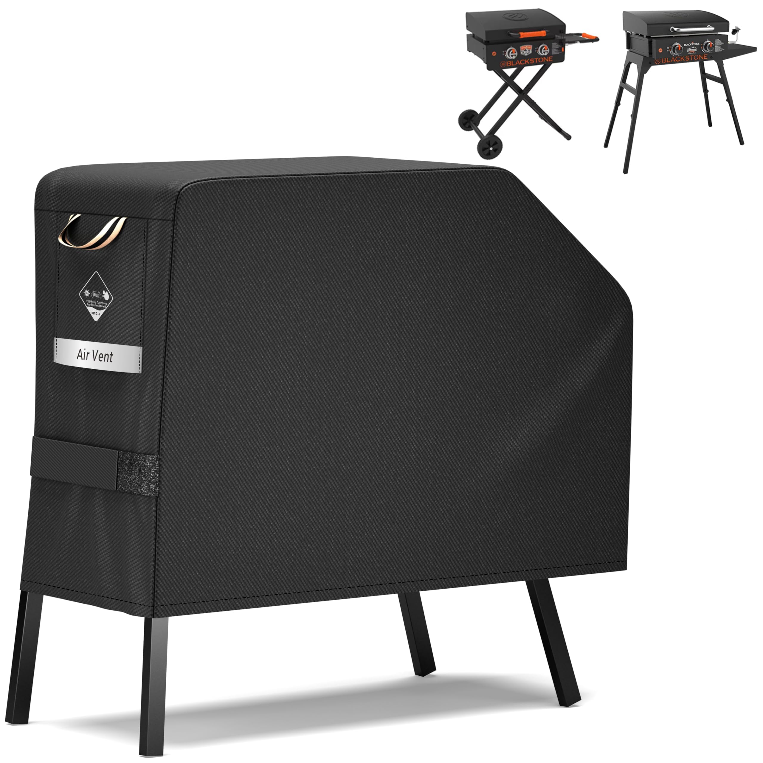 PasWith Copertura per griglia Blackstone da 55,9 cm e 43,2 cm, con cappuccio, 600D, resistente, impermeabile, antistrappo, resistente allo sbiadimento, per Blackstone Adventure, con cinghie e prese