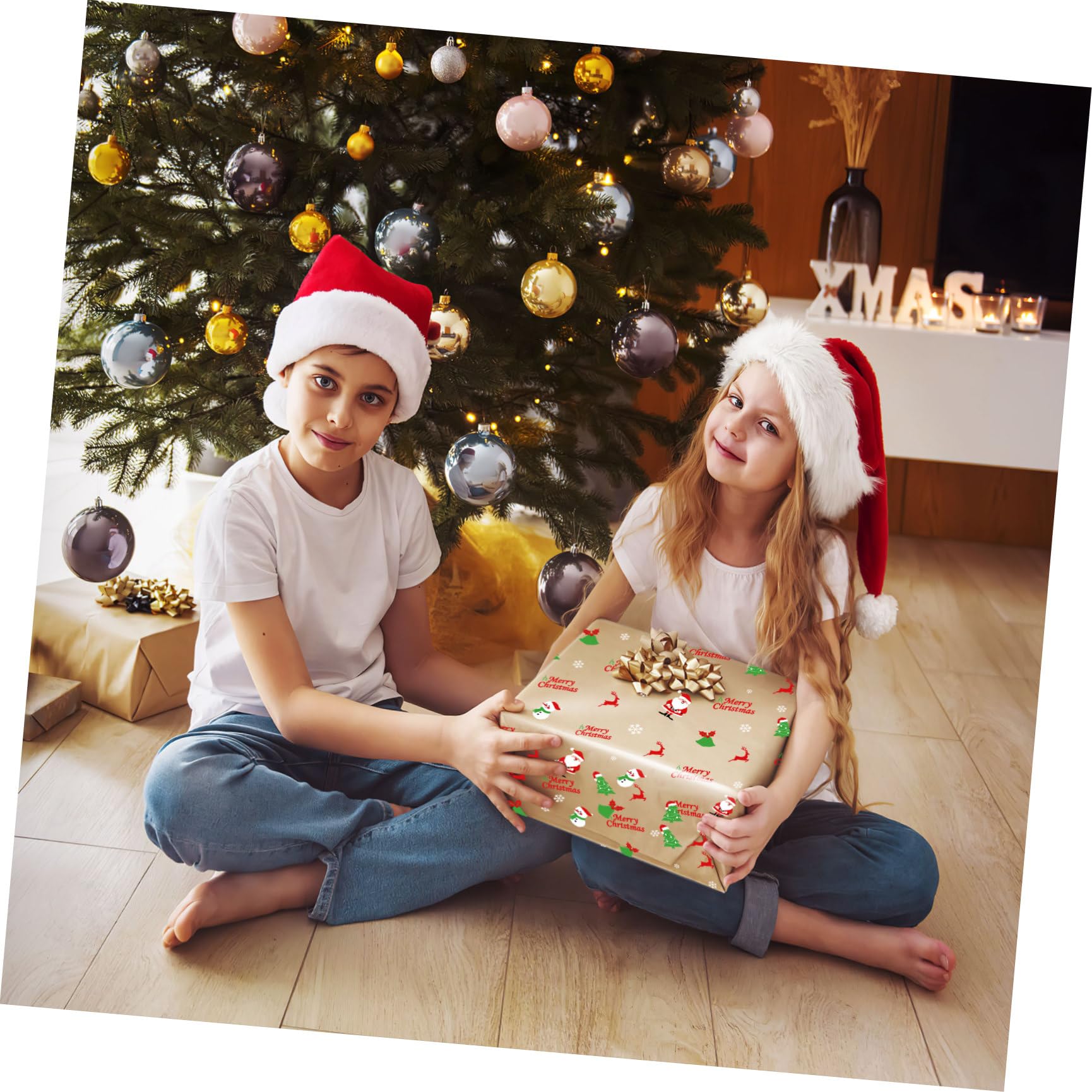 Toyvian Cellophane Trasparente Per Natale Di Carta Da Regalo Stampato Babbo Natale Per Confezionare Cesti Regalo Scatole e Oggetti Decorativi