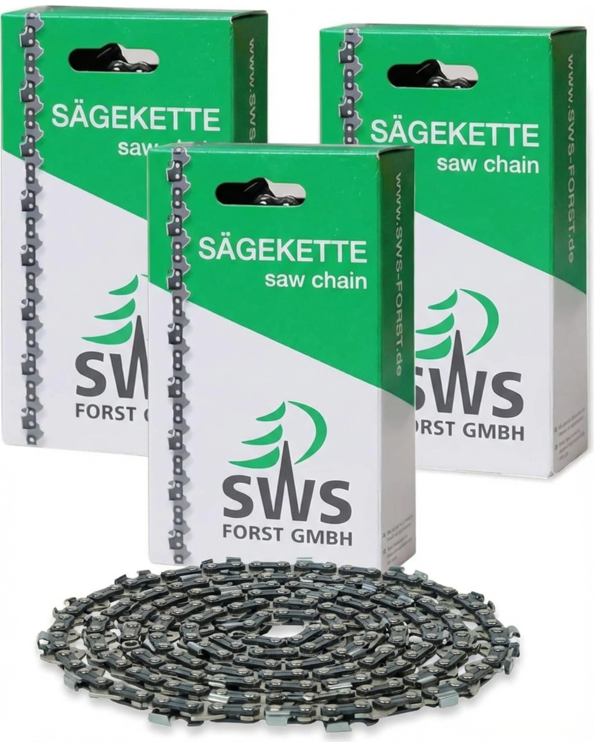 SWS Forst GmbH Sägekette 3/8 1,1 mm, 35 cm (3 Stück) - 50 Treibglieder - Kettensägekette - Ersatzkette