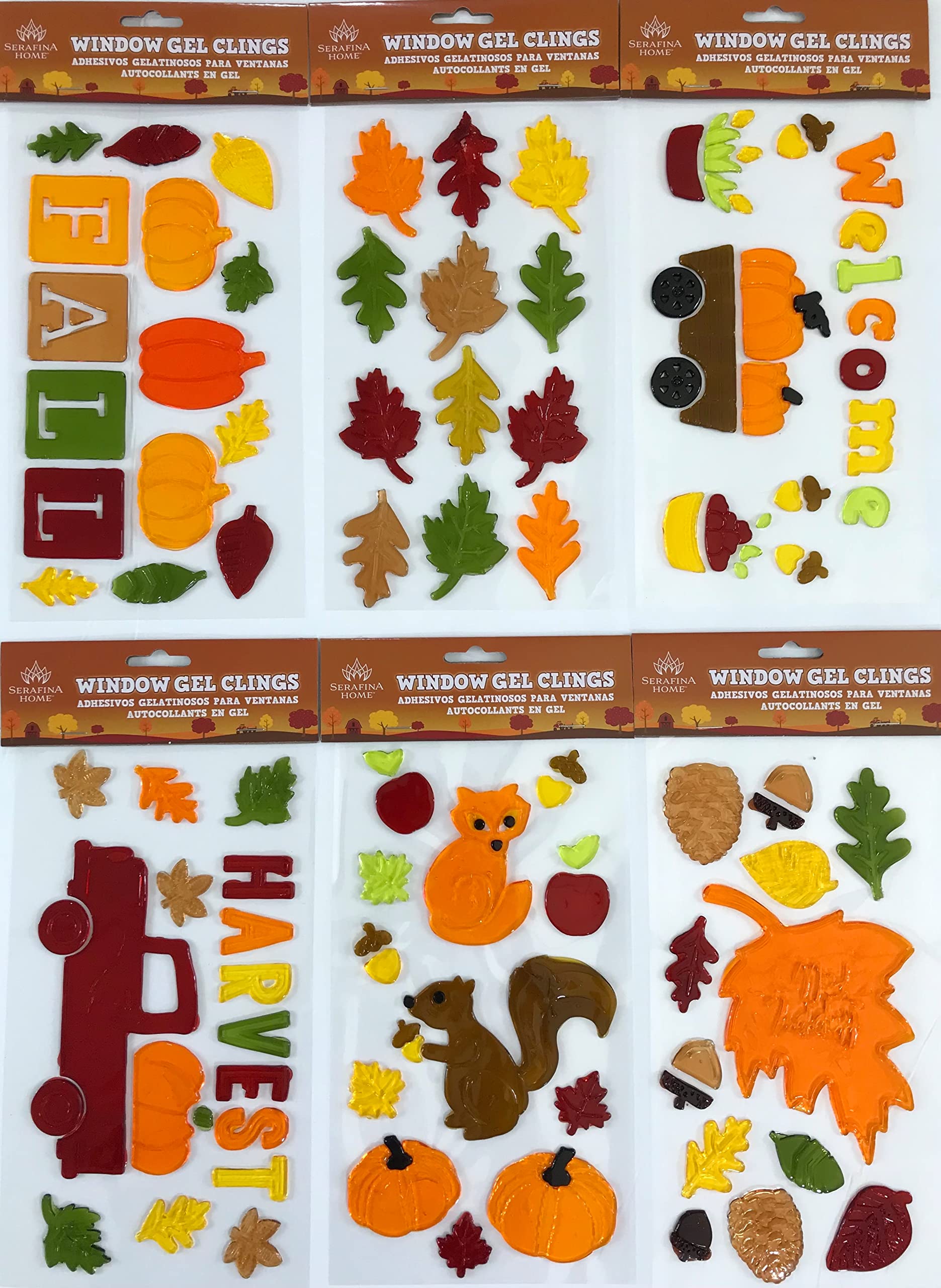 amazon-com-fall-gel-cling-stickers-for-windows-and-mirrors-6-sheets-of-reusable-seasonal-designs-leaves-pumpkins-harvest-truck-woodland-animals-and-more-home-kitchen
