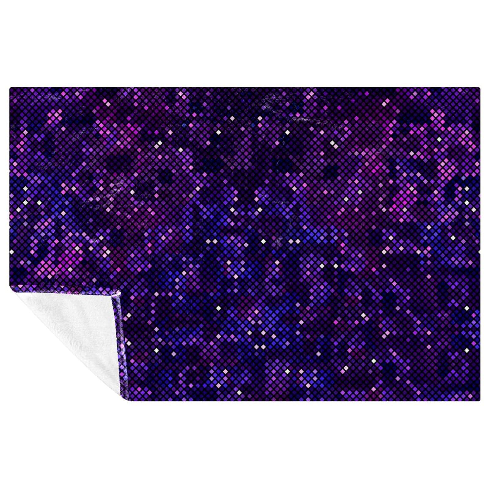 Couverture douce violet pixelisé 150x100 cm | Plaid lit, canapé et camping chaud