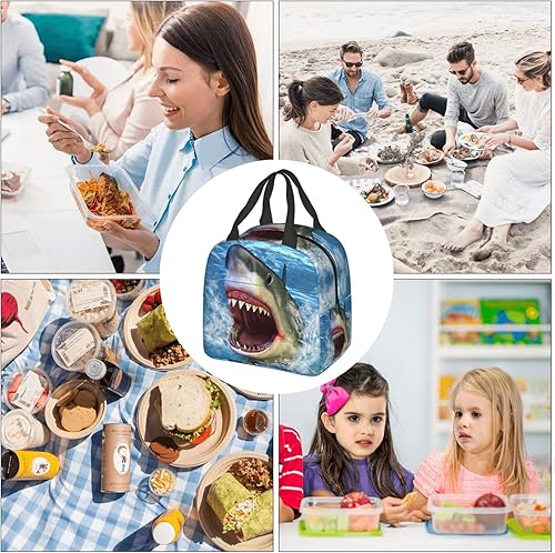 Miniatura 9 de VOOHDDY Bolsa de almuerzo con aislamiento térmico de boca de tiburón para hombres y mujeres, contenedor reutilizable, impermeable, portátil,